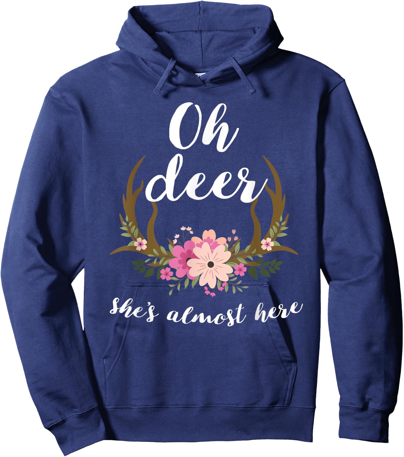 Oh Deer She's Almost Here-Baby Shower Hoodie - Hoodie | Navy