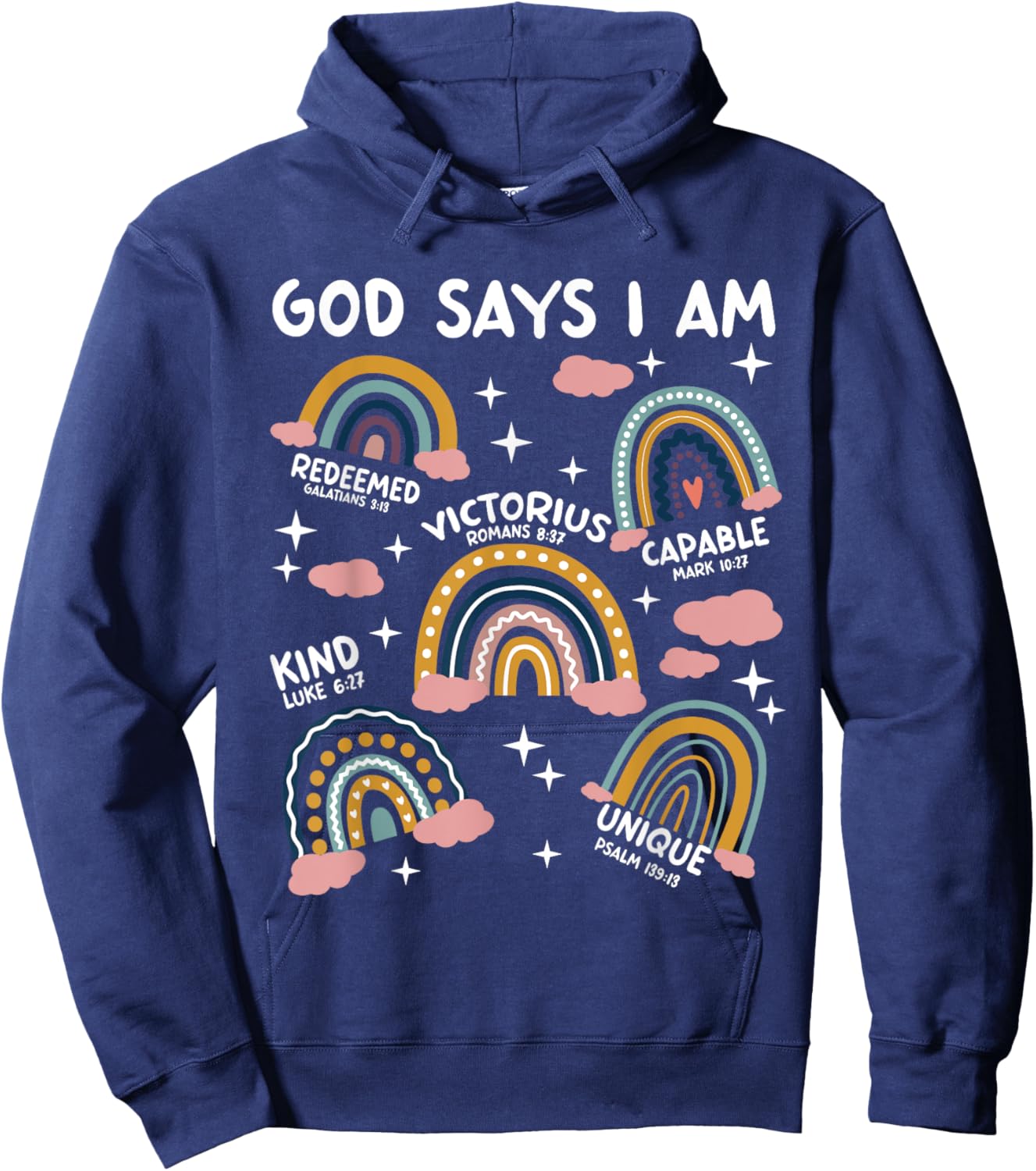 God Says I Am Rainbow Lover Kids Girl Christian Hoodie - Hoodie | Navy