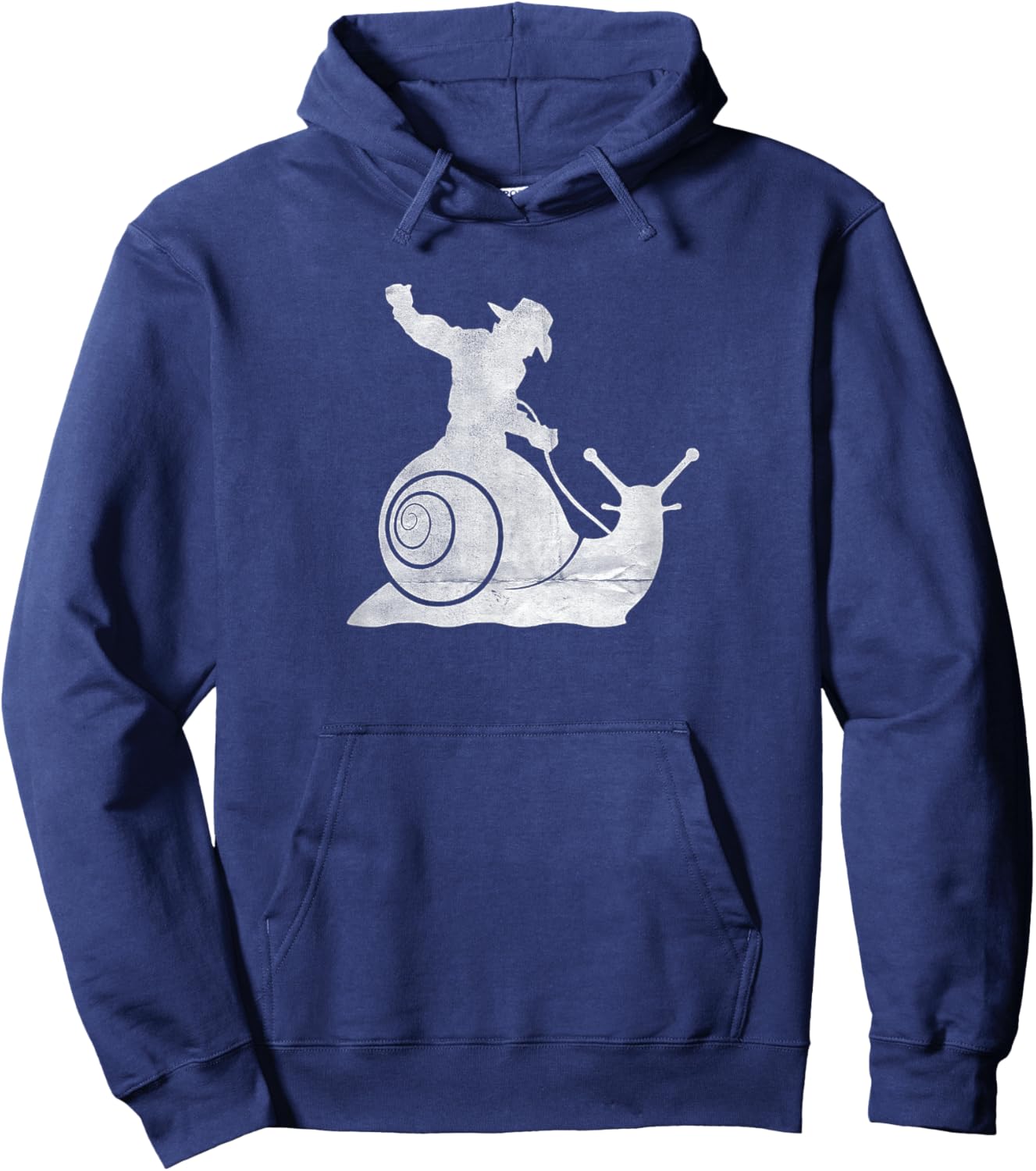 Cowboy Riding a Snail Distressed Hoodie - Hoodie | Navy