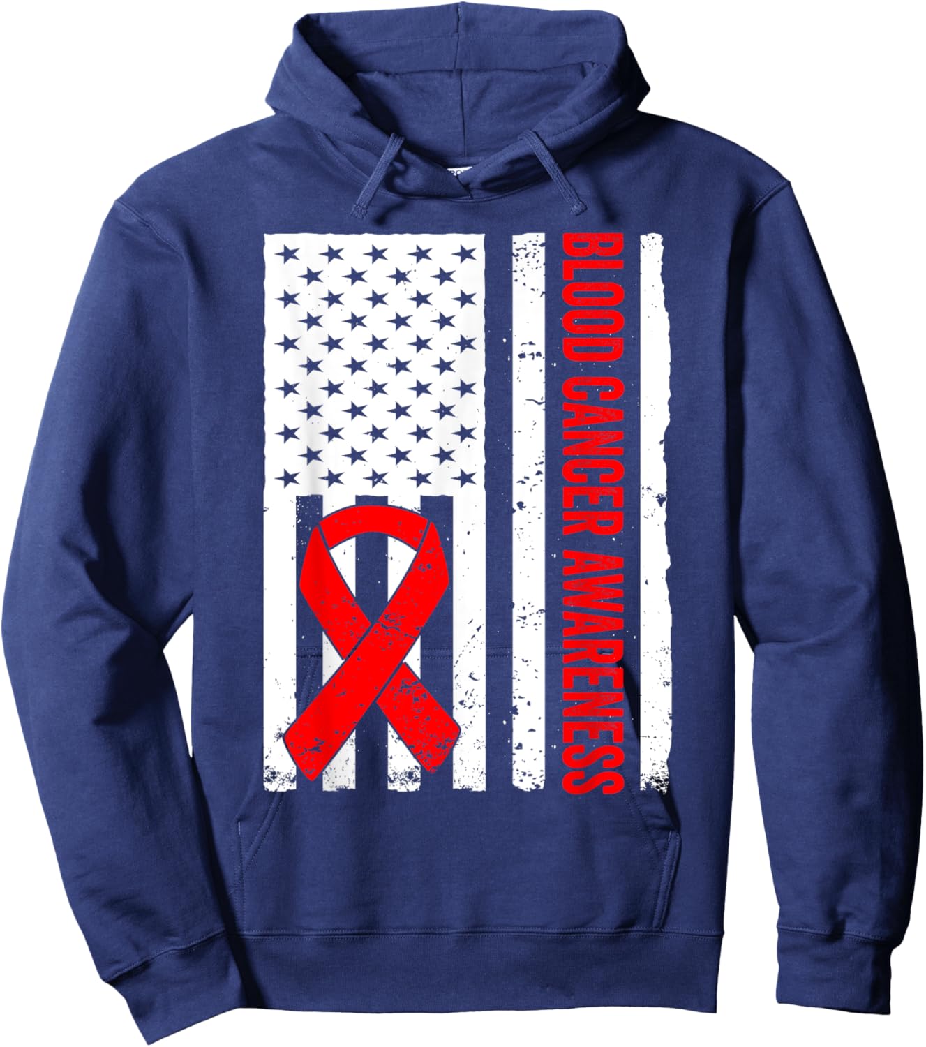 Blood Cancer US Flag Blood Cancer Awareness Hoodie - Hoodie | Navy