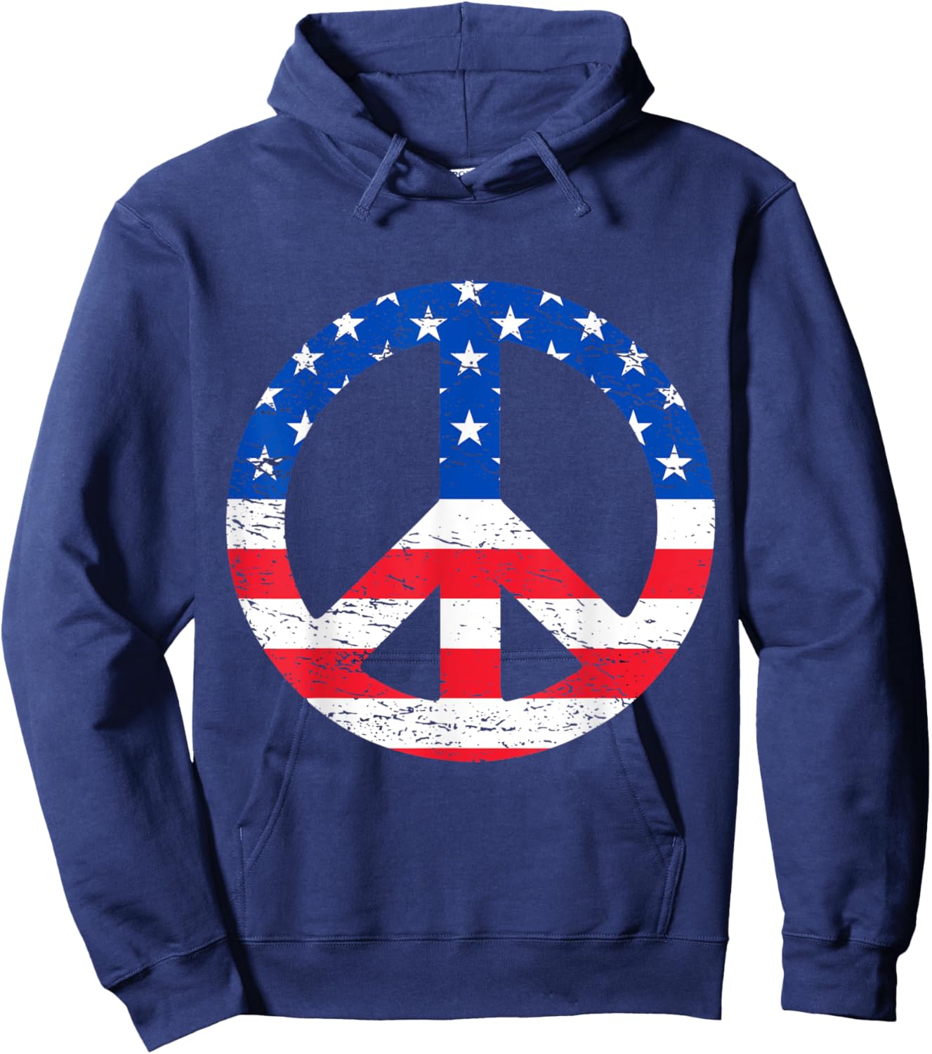 American Flag Peace Sign 4th Of July Hoodie - Hoodie | Navy