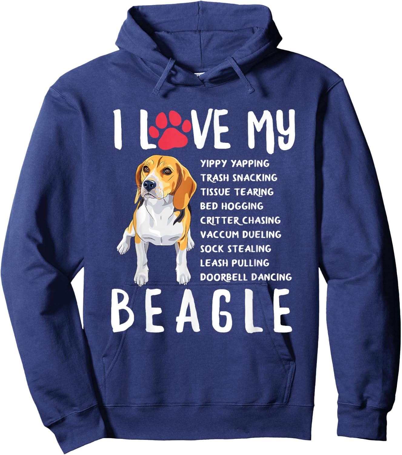 I Love My Beagle - Funny Beagle Lover Gift Hoodie - Hoodie | Navy