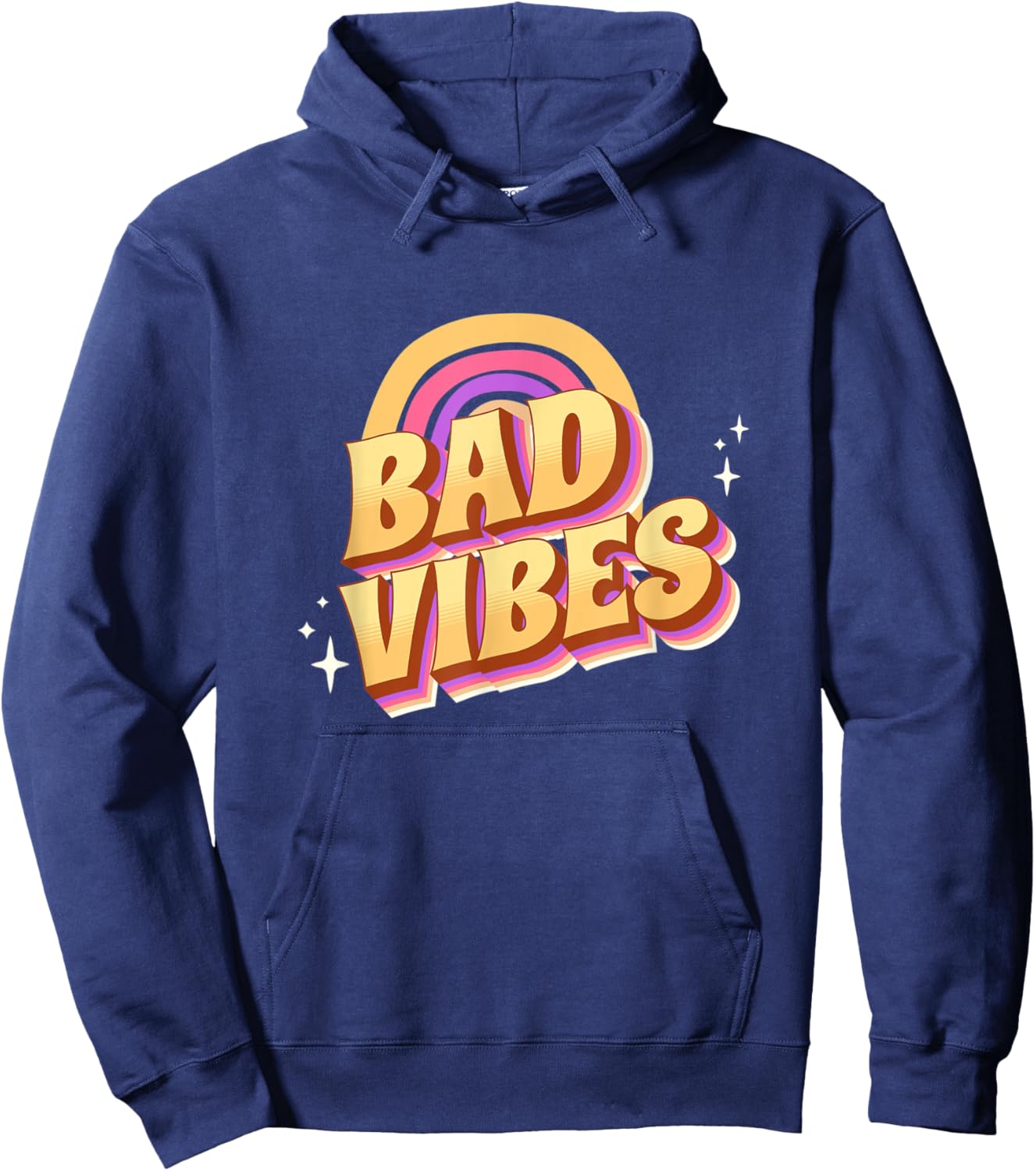 Bad Vibes Groovy Retro Vintage Funny Sarcastic Hoodie - Hoodie | Navy