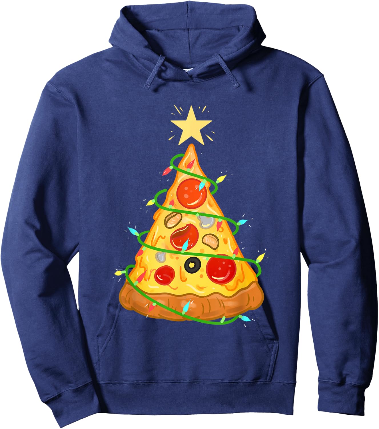 Pizza Christmas Tree Pizza Lover Gift Hoodie - Hoodie | Navy