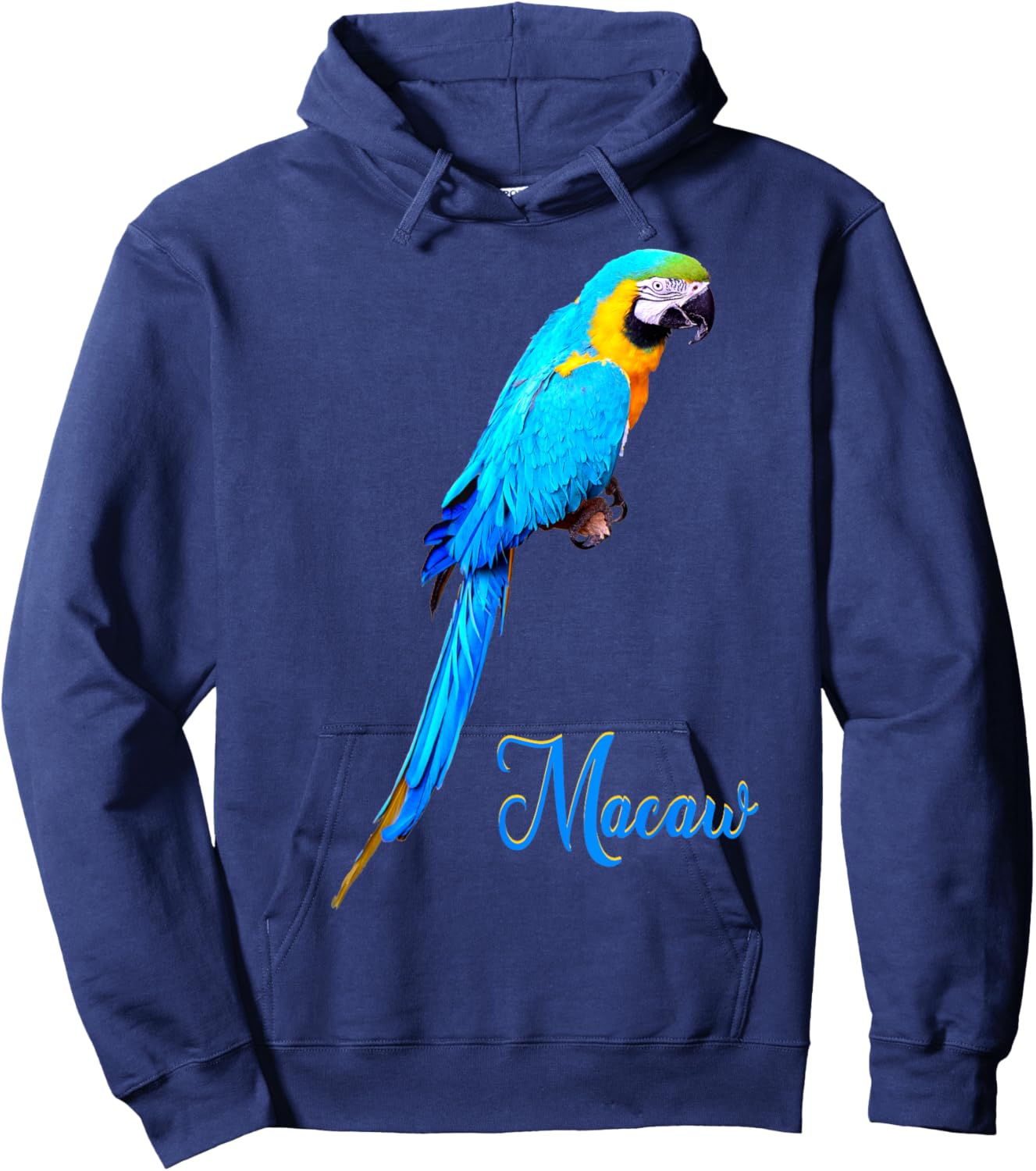 Blue and Gold Macaw Parrot Bird Photo Hoodie - Hoodie | Navy