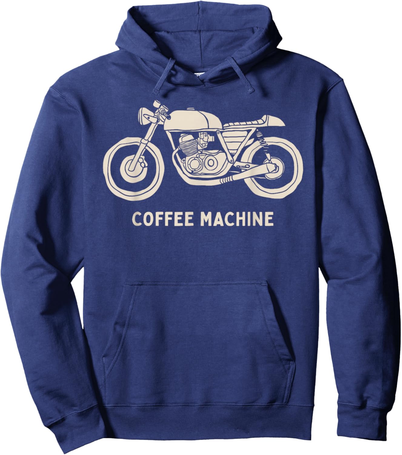 Cafe Racer Hand Drawn Motorcycle Design Hoodie - Hoodie | Navy