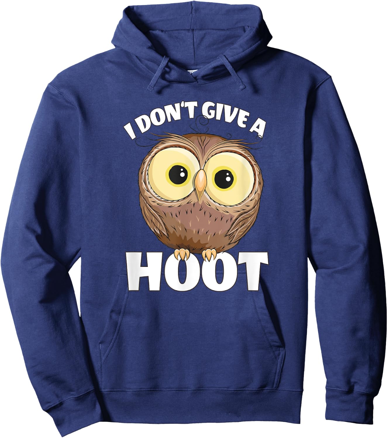 I Don't Give A Hoot Funny Googly Eyes Owl Hoodie - Hoodie | Navy