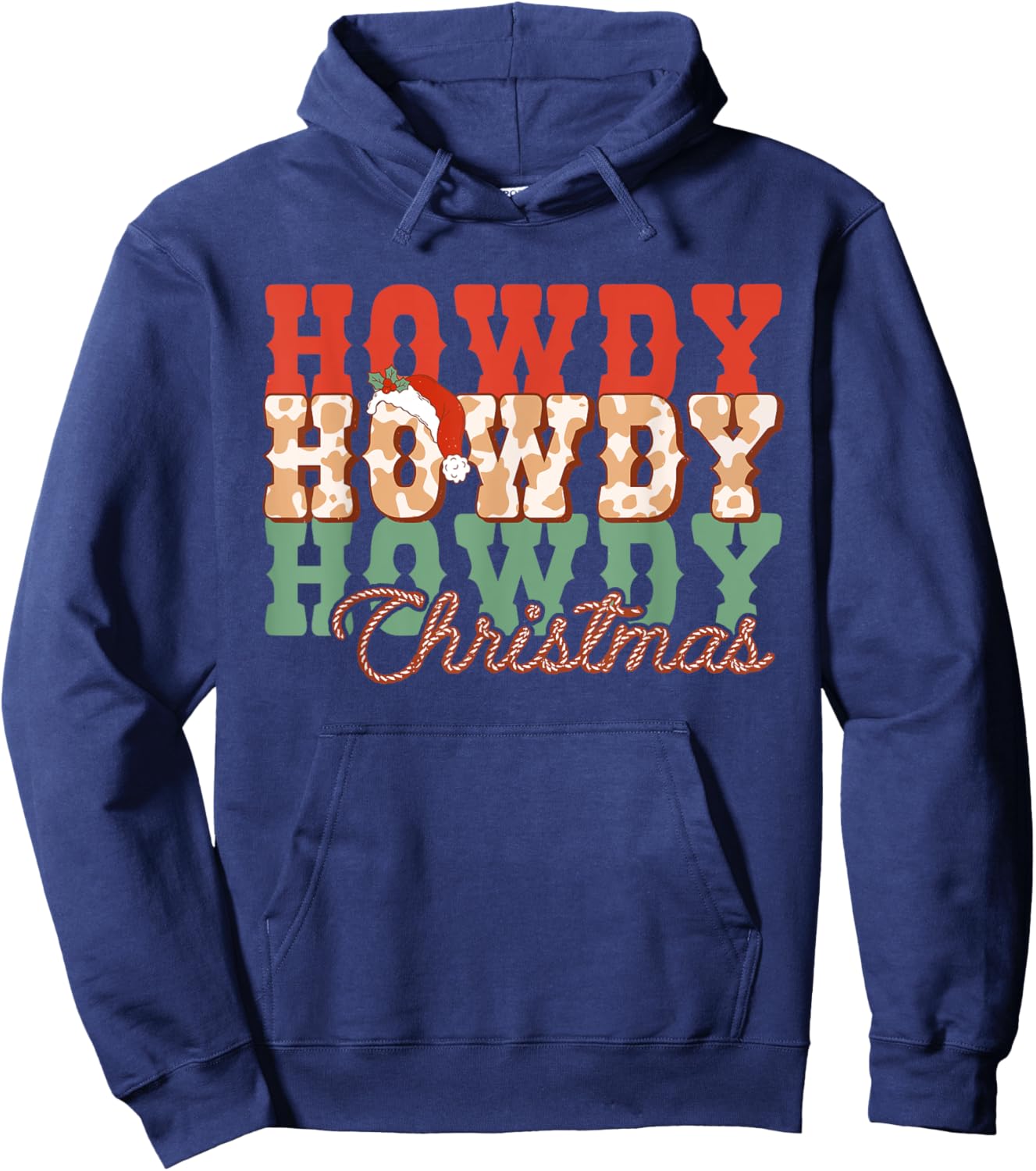 Western Cowboy Howdy Christmas Hat Hoodie - Hoodie | Navy