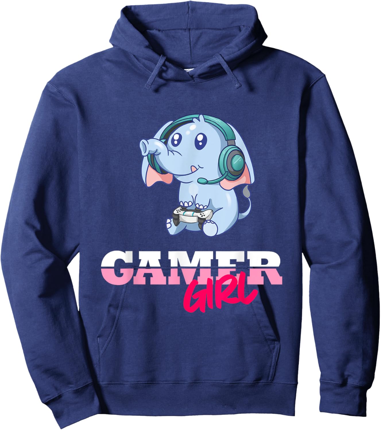 Elephant Gamer Girl Gaming Hoodie - Hoodie | Navy