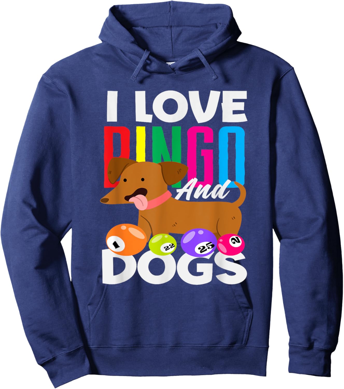 I Love Bingo And Dogs Fun Dog Lovers Bingo Hoodie - Hoodie | Navy