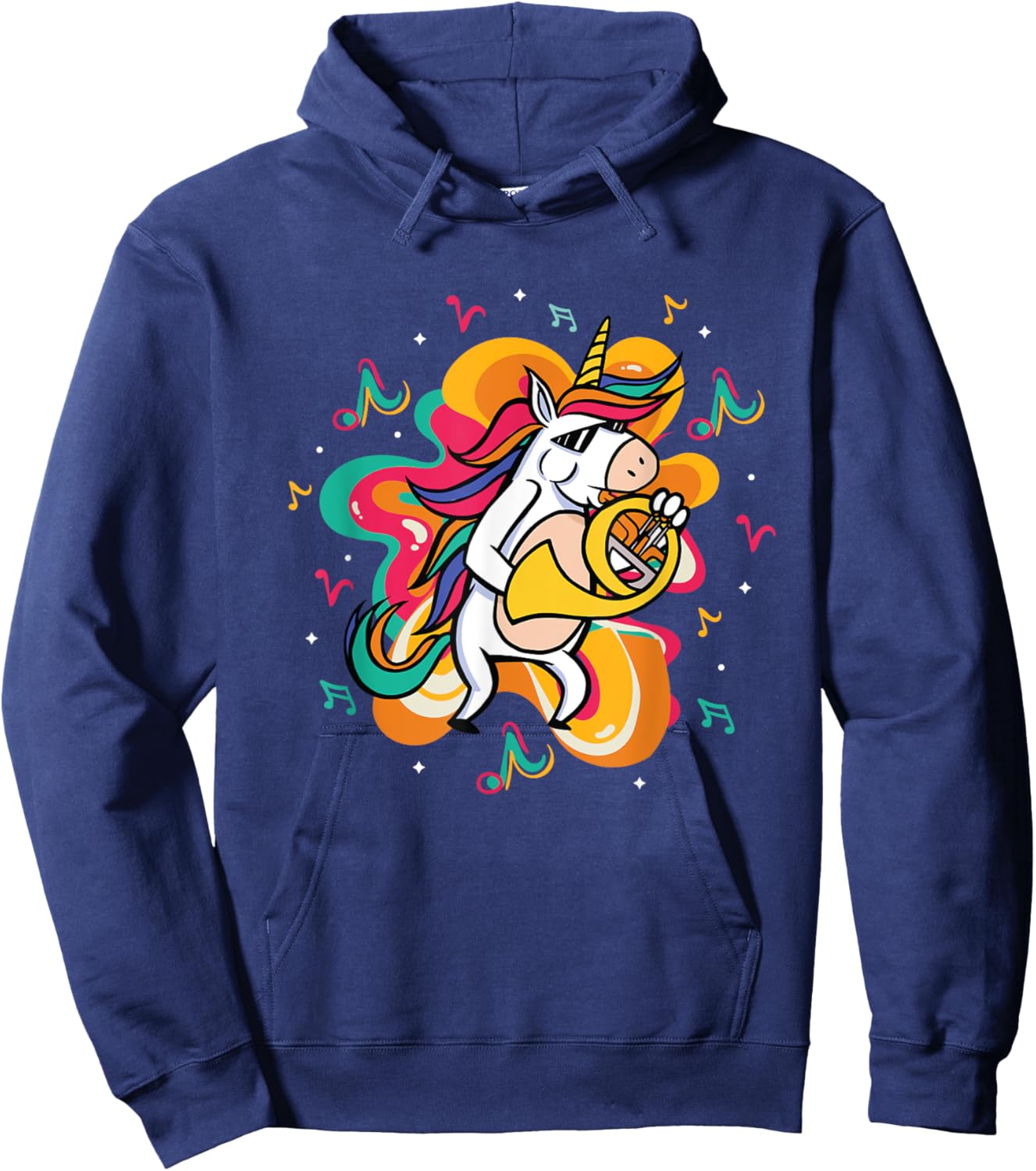 Unicorn Playing French Horn Hoodie - Hoodie | Navy
