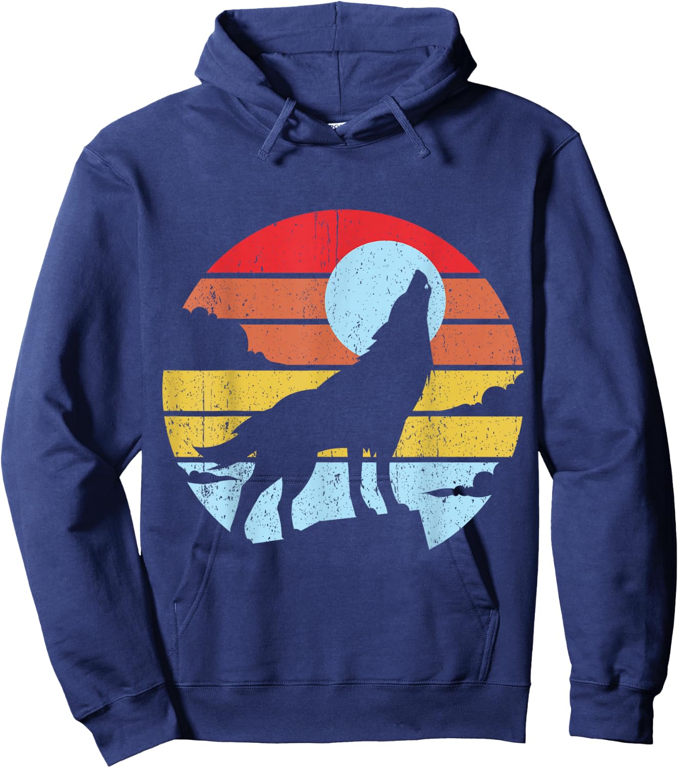 Colorful Wolf Design Wolves Moon Hoodie - Hoodie | Navy