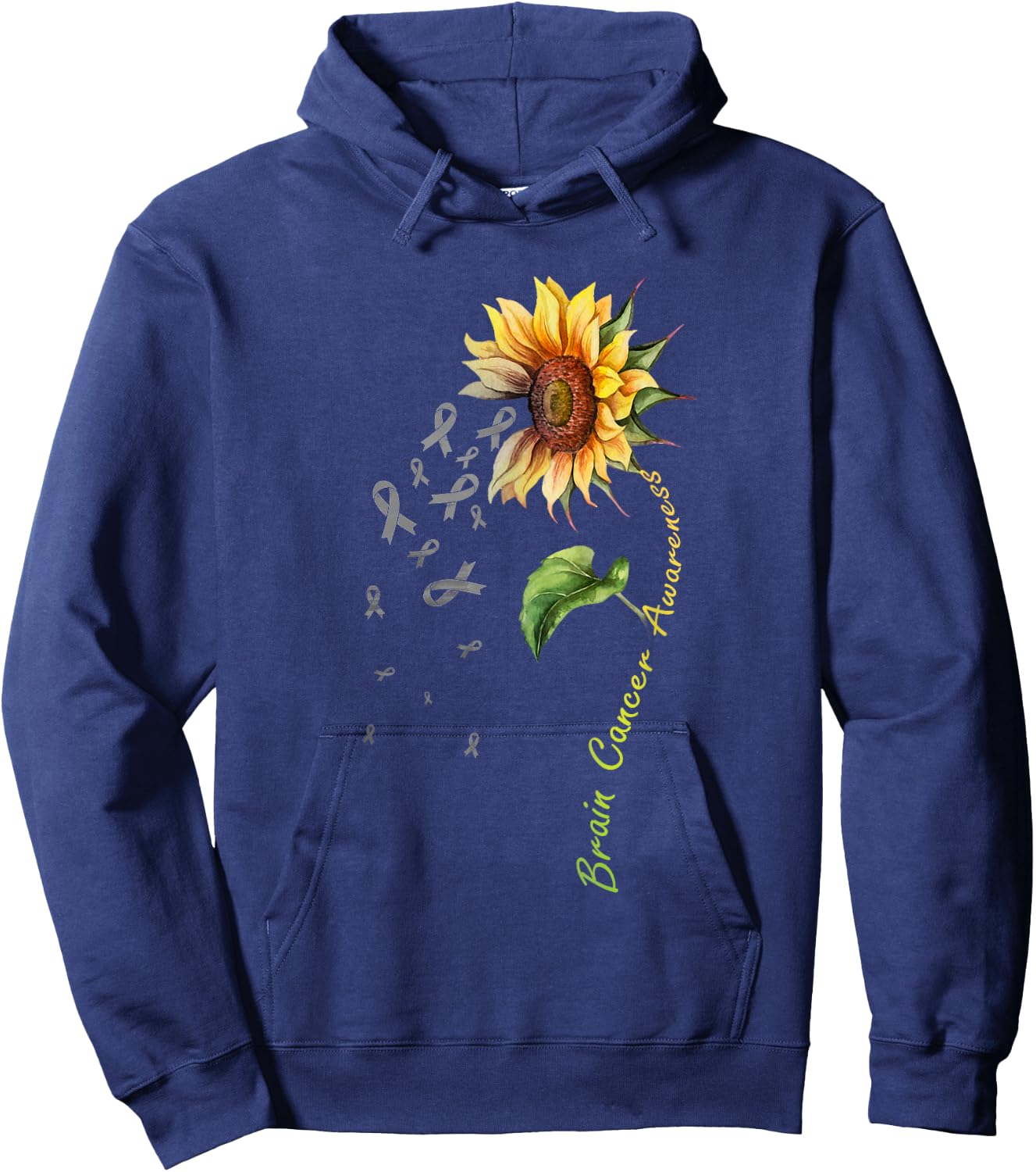 Brain Cancer Awareness Sunflower Shirt Hoodie - Hoodie | Navy