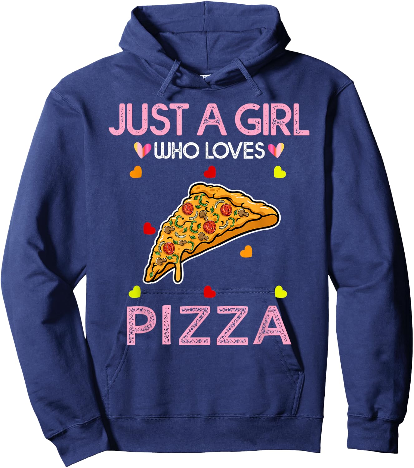 Just A Girl Who Loves Pizza Girl Kids Pizza Hoodie - Hoodie | Navy