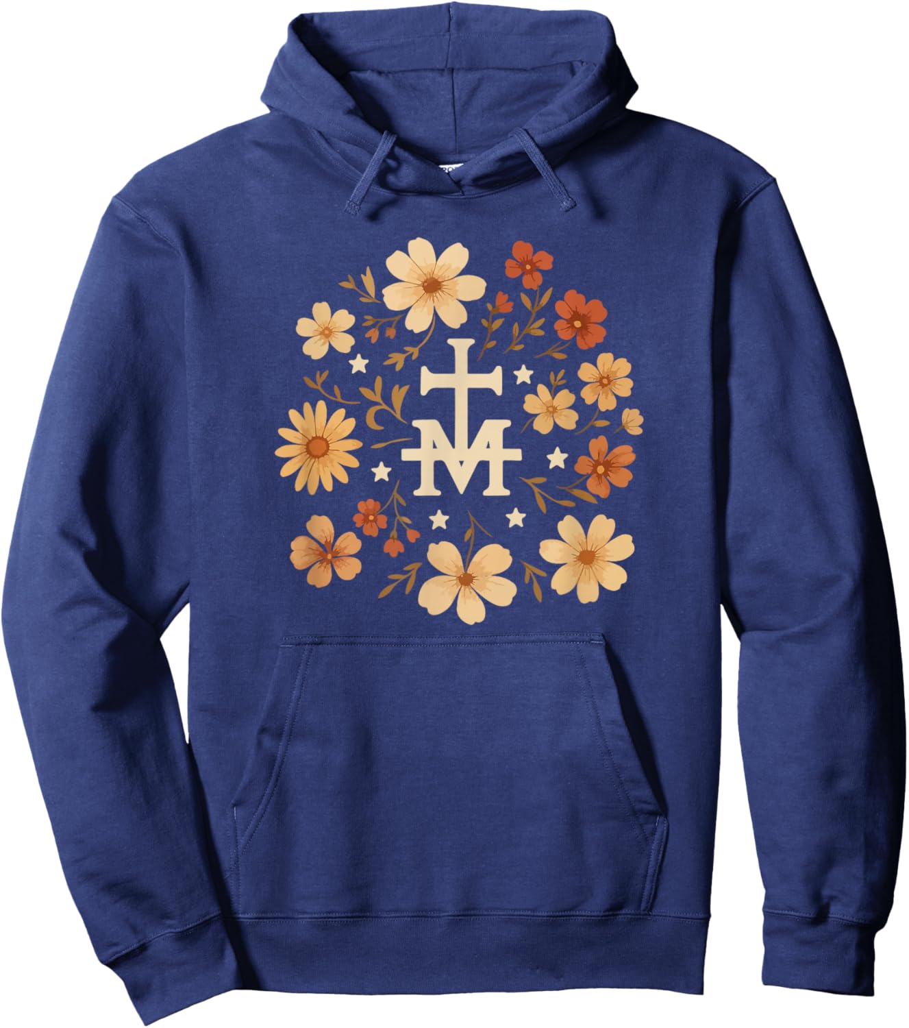 Marian Art Catholic Medal Cute Graphic Hoodie - Hoodie | Navy