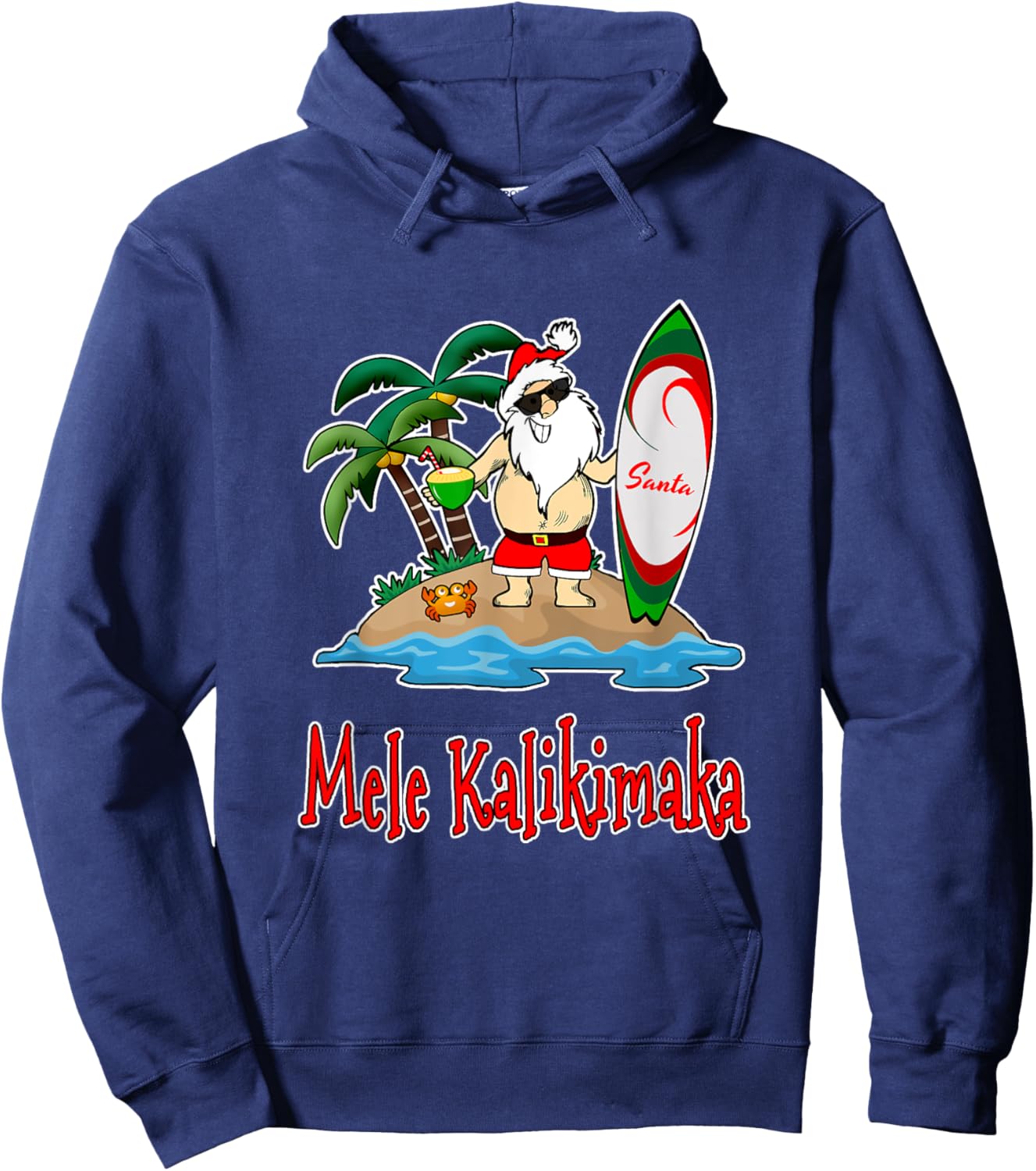 Mele Kalikimaka - Island Christmas Santa Hoodie - Hoodie | Navy