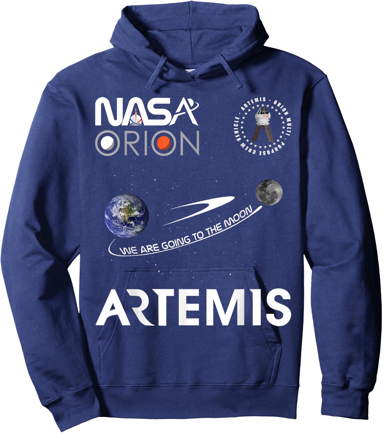 NASA Artemis Mission Orion Spacecraft Worm Logo Hoodie - Hoodie | Navy
