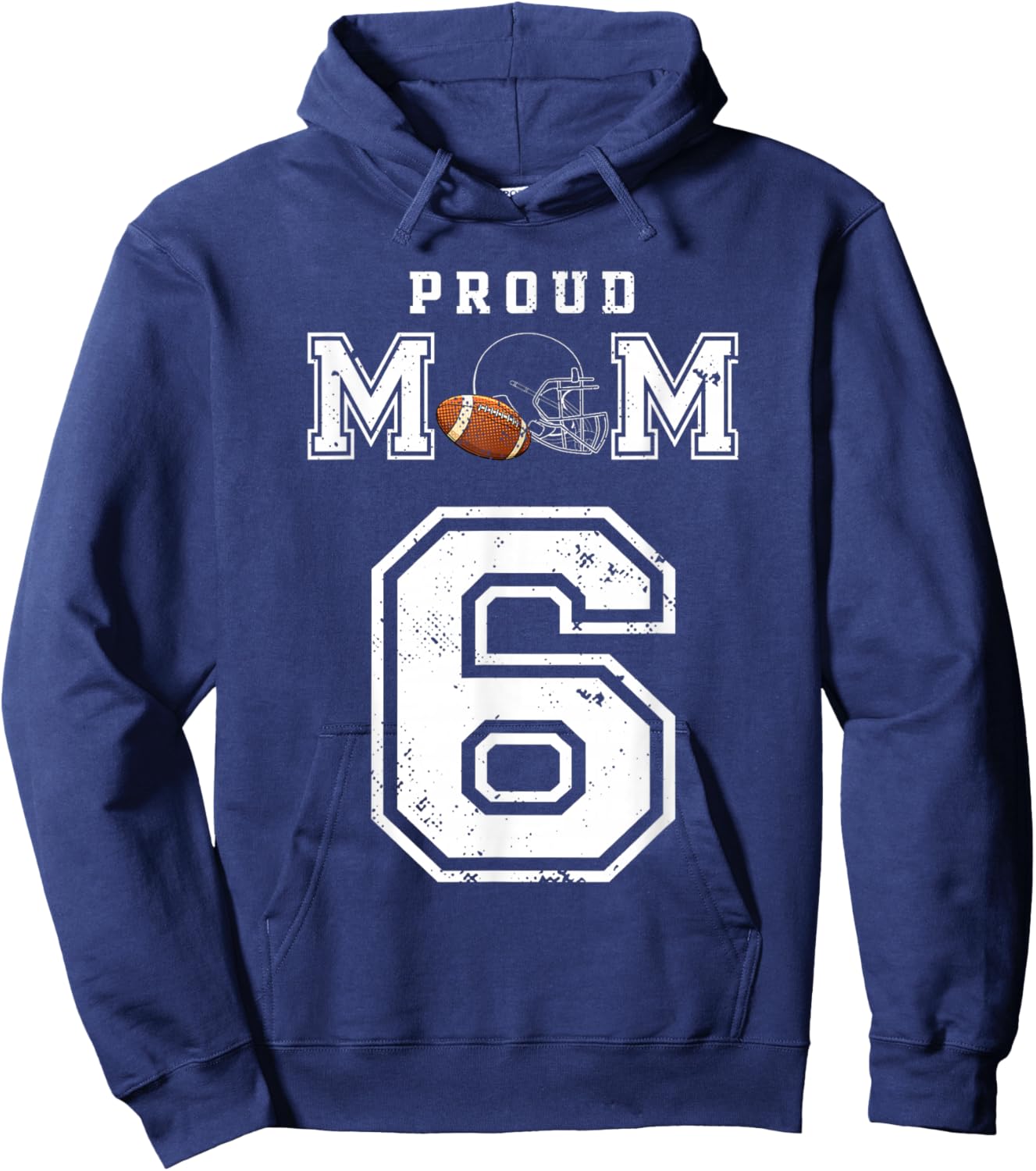 Custom Proud Football Mom Number 6 Personalized Hoodie - Hoodie | Navy