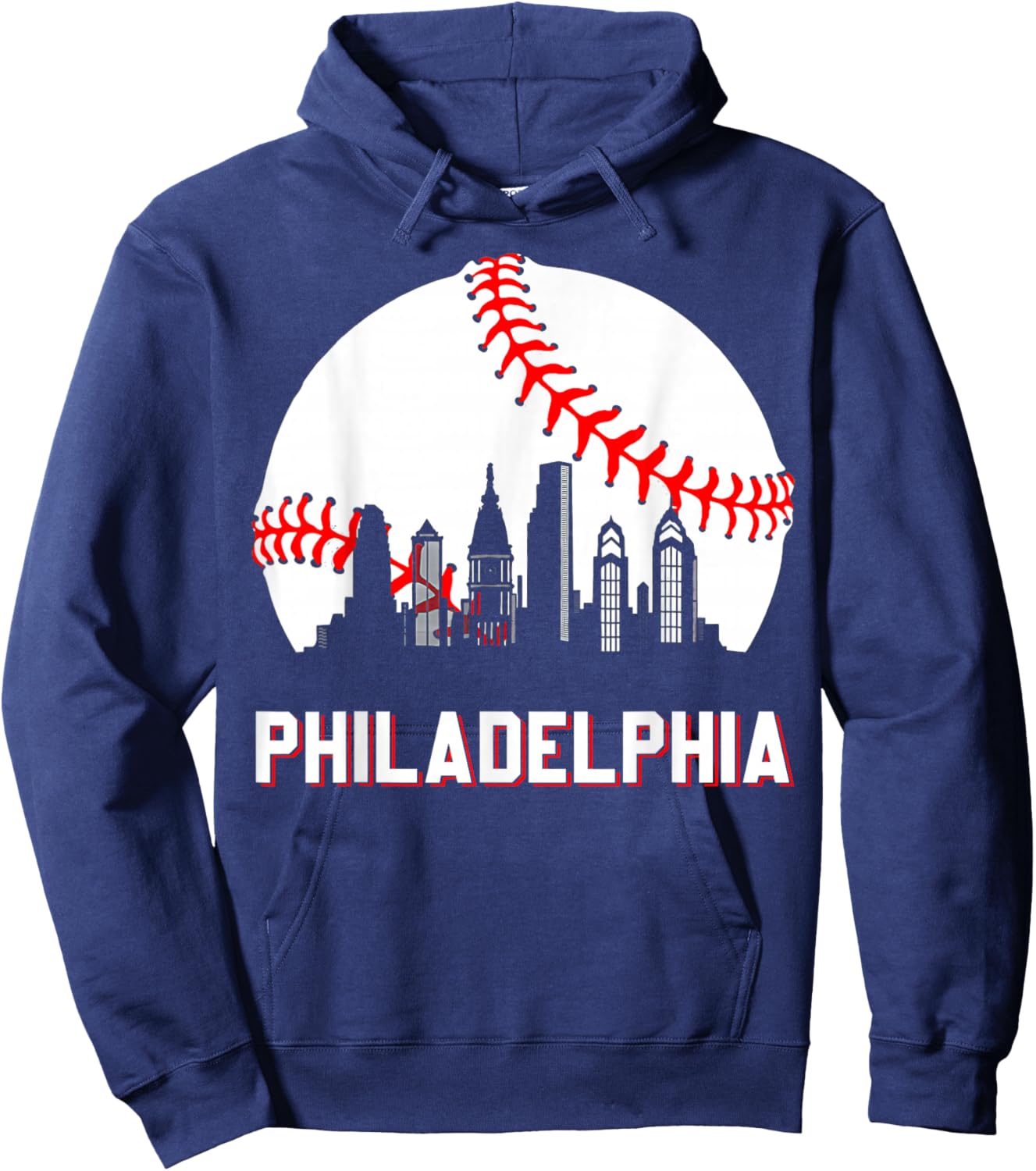Vintage Distressed Philly Baseball Lovers Hoodie - Hoodie | Navy
