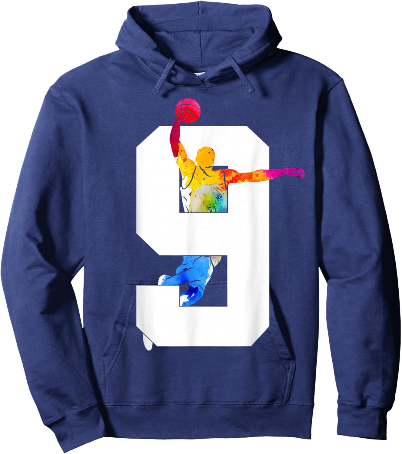 Number 9 Years Basketball 9th Birthday Hoodie - Hoodie | Navy