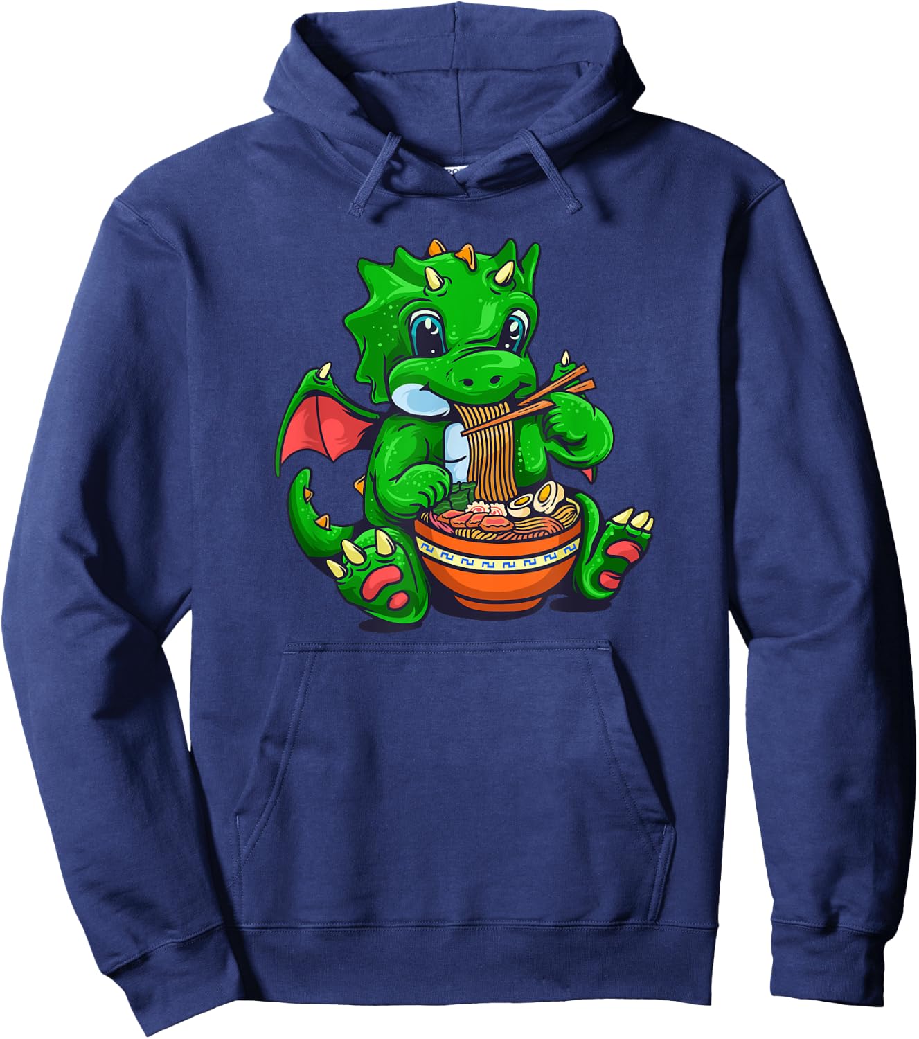 Kawaii Dragon Eating Ramen Noodles Anime Hoodie - Hoodie | Navy