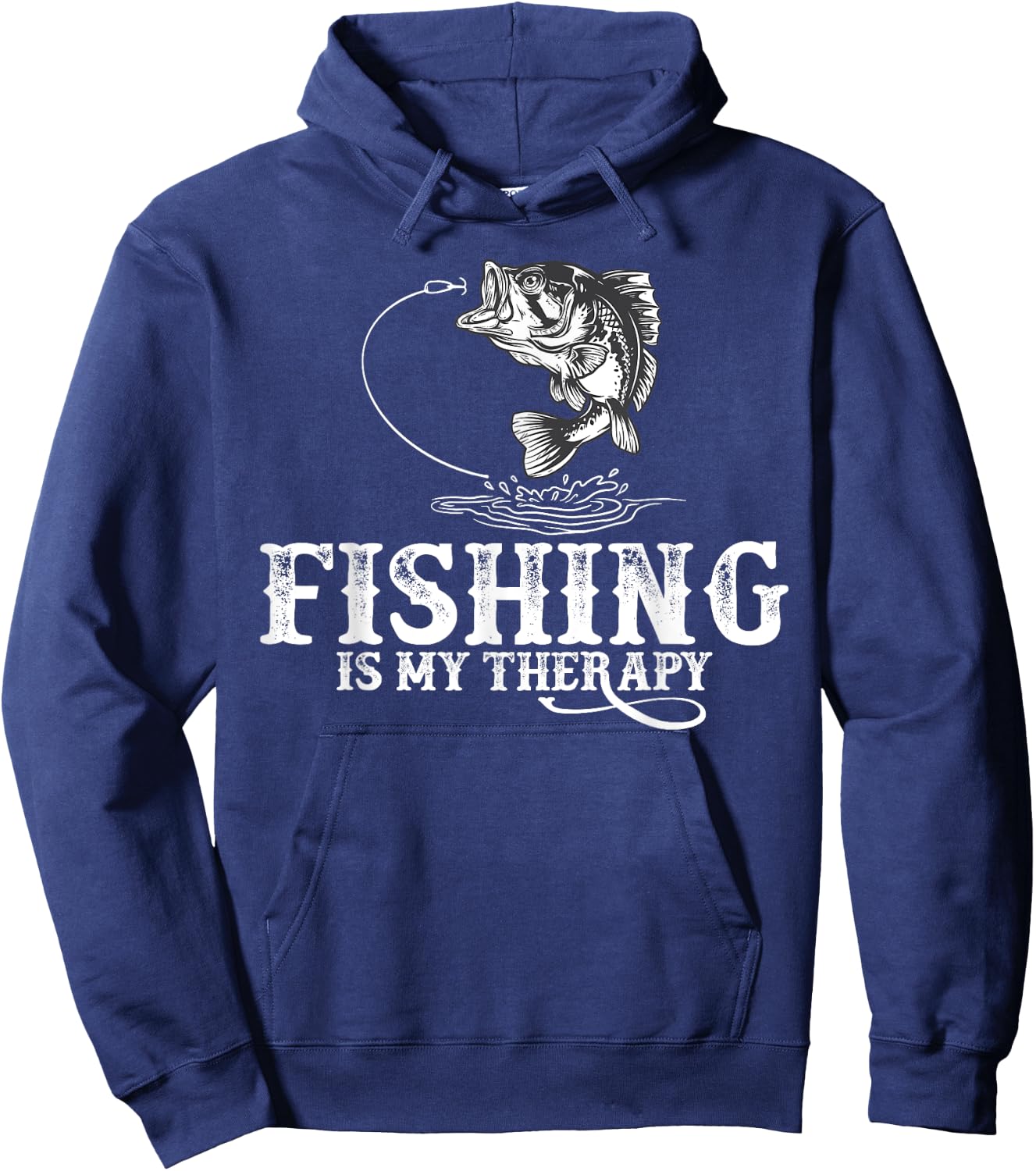 Fishing is My Therapy Funny Fishermen Hoodie - Hoodie | Navy
