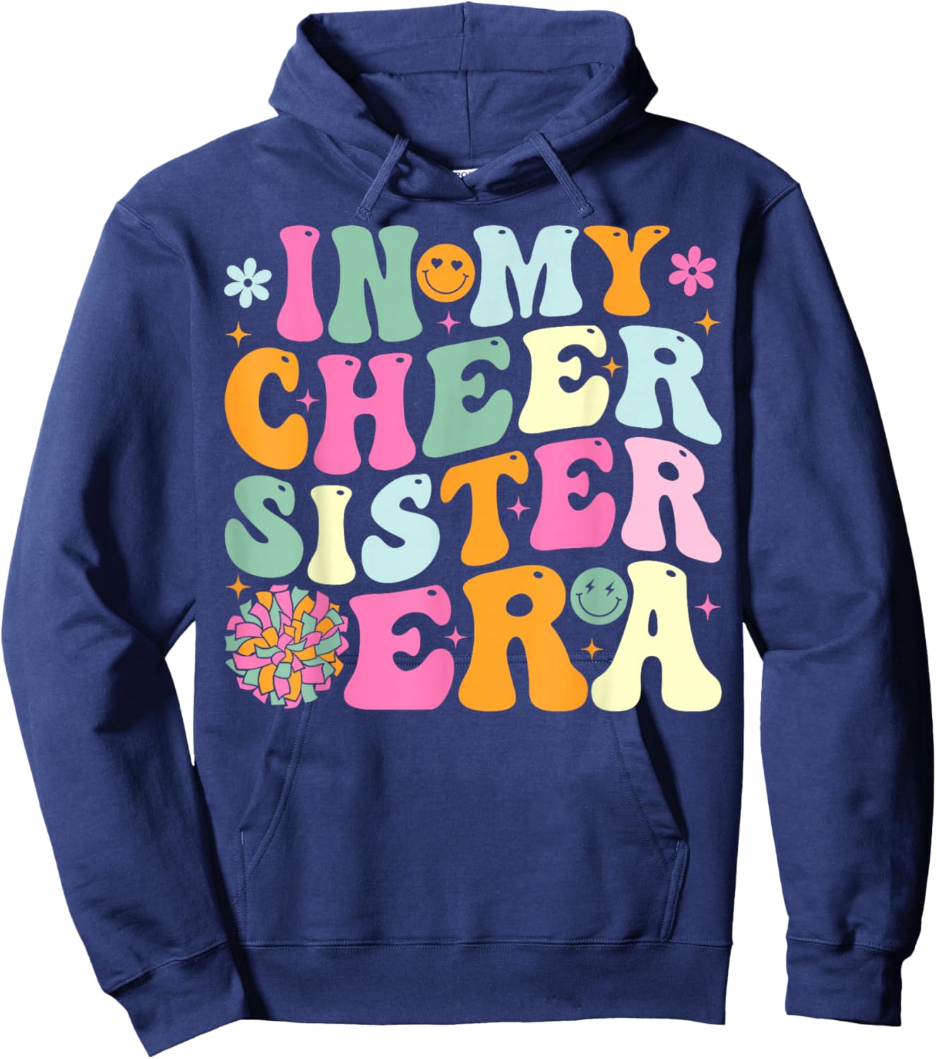 Groovy In My Cheer Sister Era Cheerleading Hoodie - Hoodie | Navy
