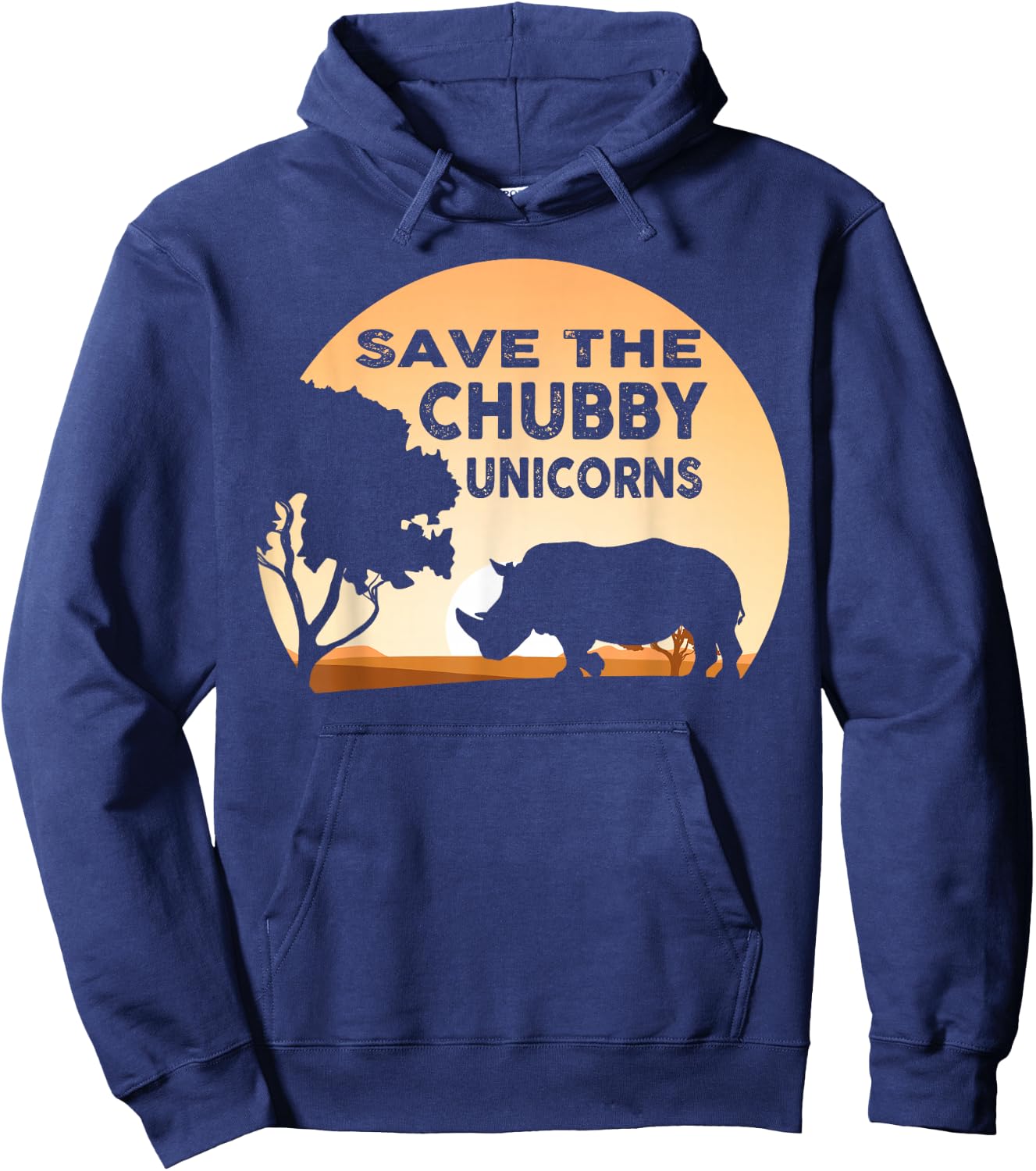Save The Chubby Unicorns Fat Rhino Funny Hoodie - Hoodie | Navy