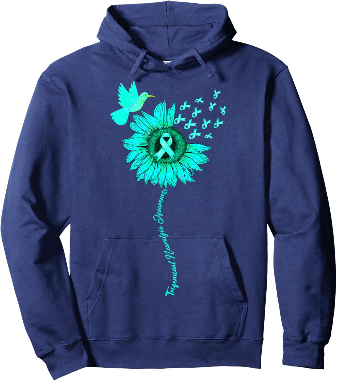 Trigeminal Neuralgia Awareness Sunflower Hoodie - Hoodie | Navy