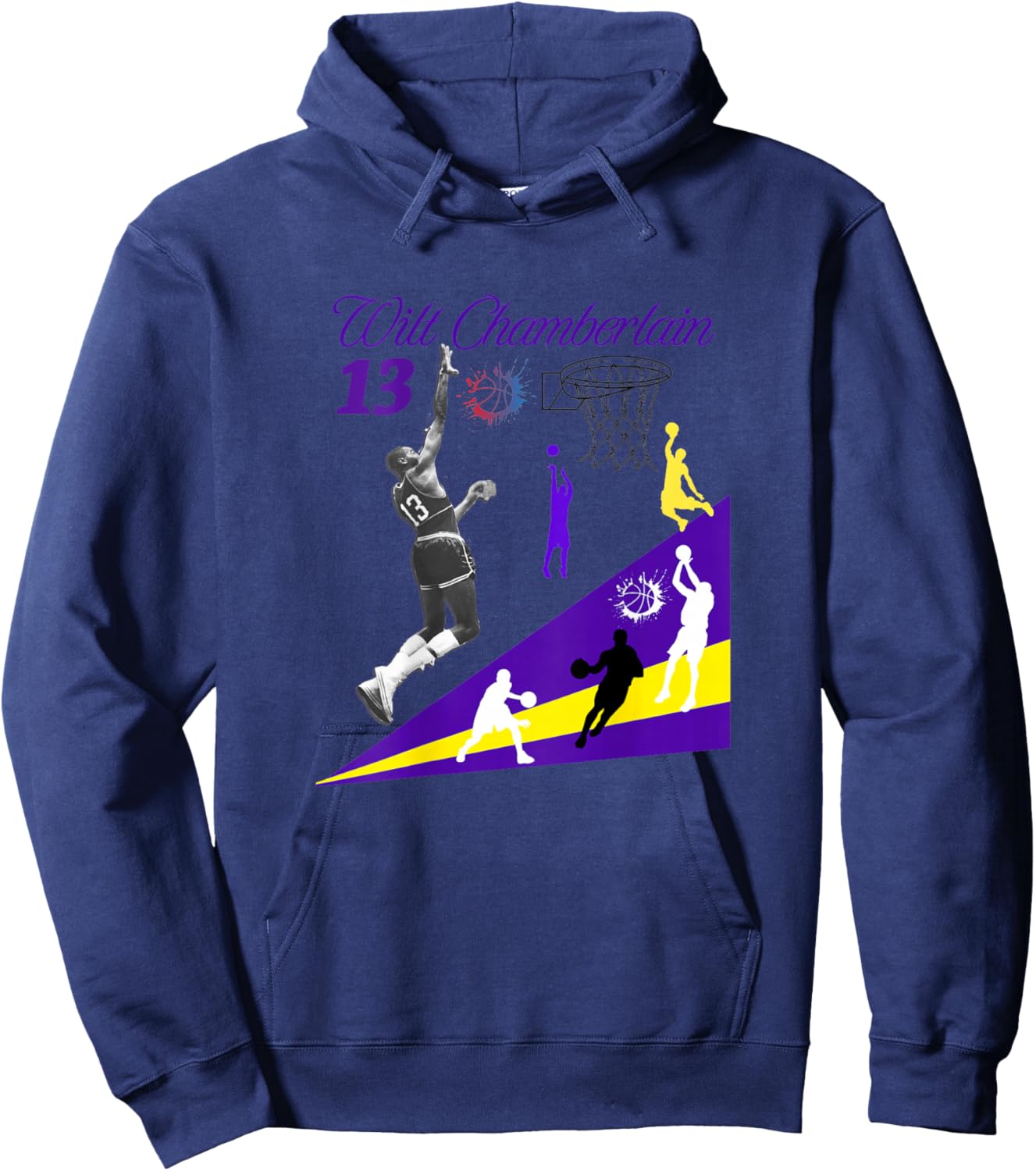 Wilt Chamberlain_NBA_001_Back Printed Hoodie - Hoodie | Navy