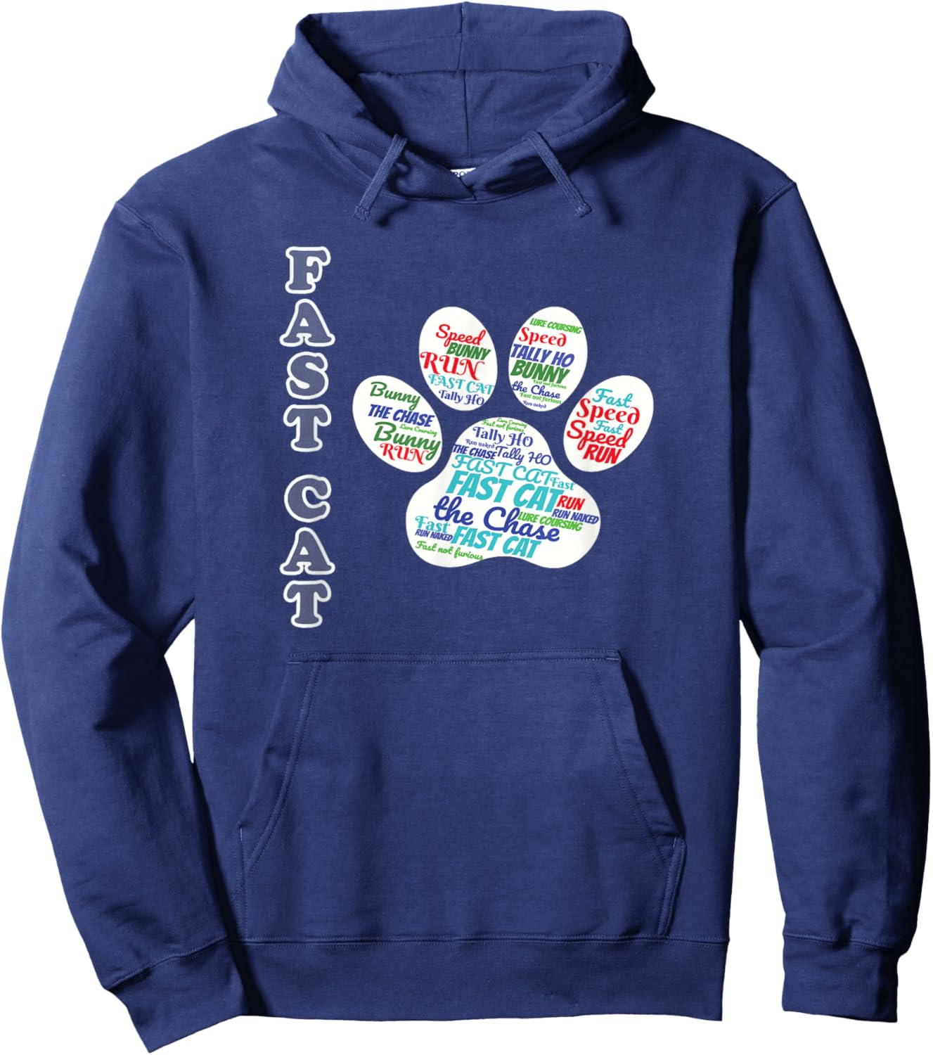 Fast Cat Dog Sport - Fast Cat word cloud Hoodie - Hoodie | Navy