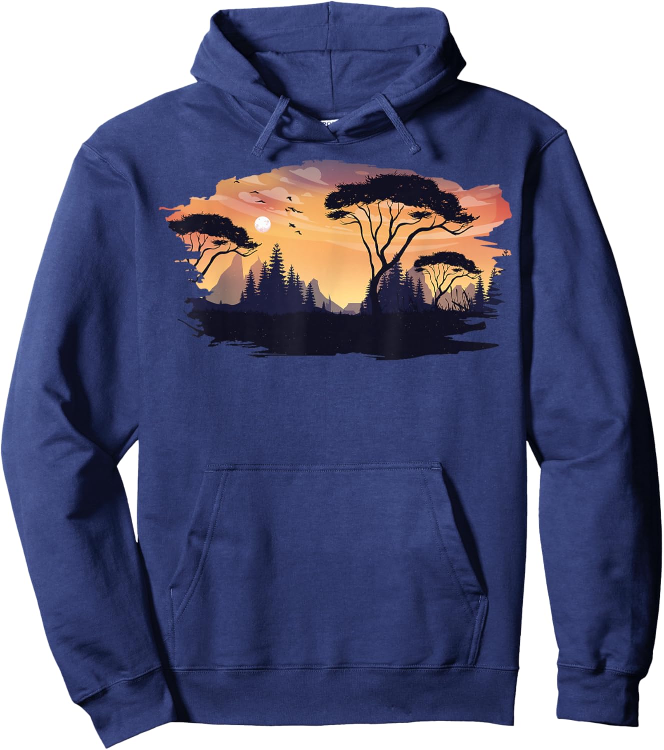 Beautiful Mountain, Nature Trees and Forest Hoodie - Hoodie | Navy