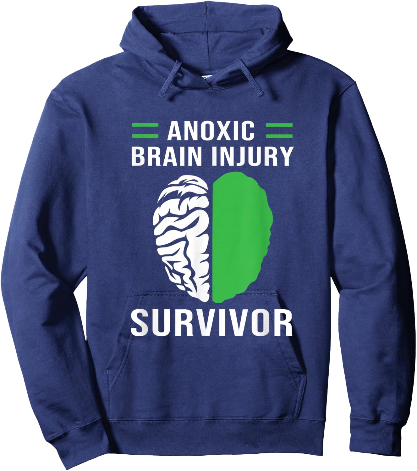 Green Human Brain Anoxic Brain Injury Hoodie - Hoodie | Navy