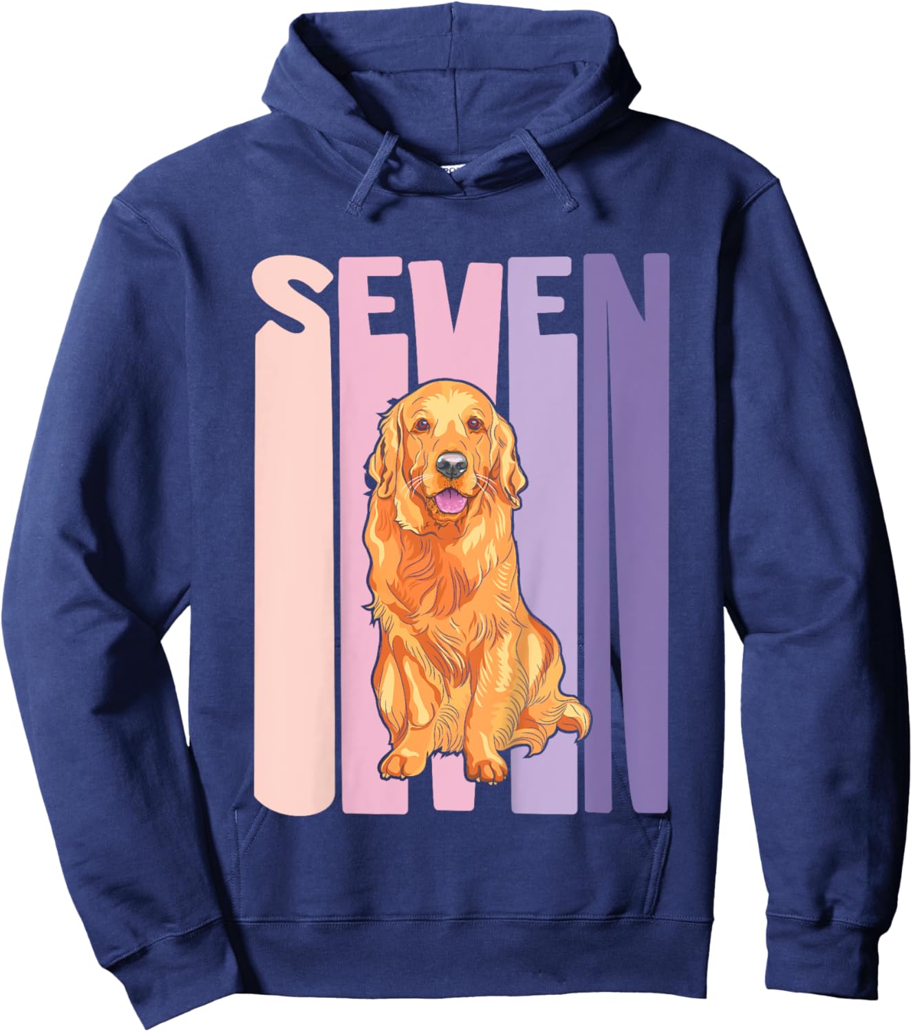 7 Year Old Golden Retriever Lover Birthday Girl Hoodie - Hoodie | Navy