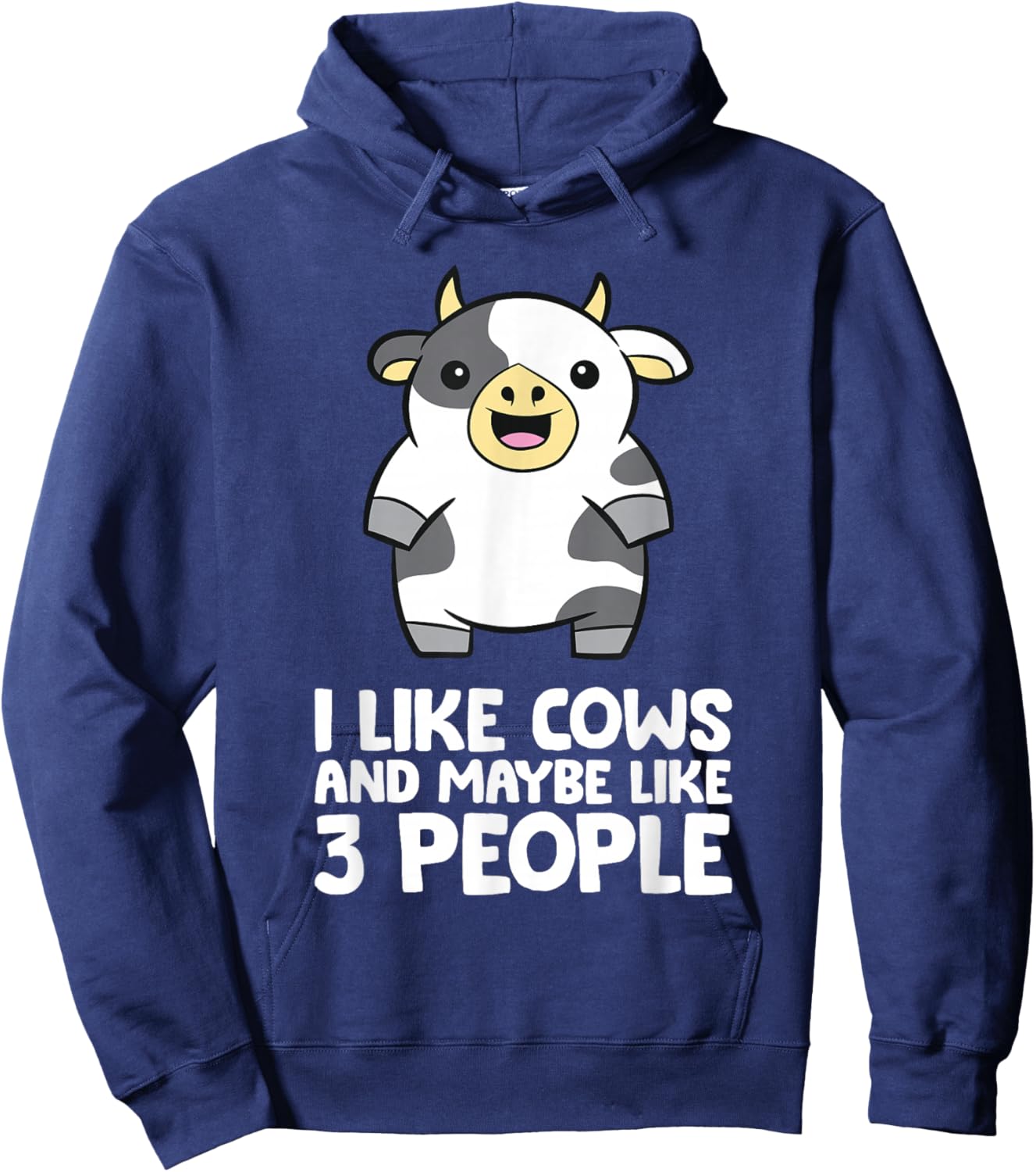 I Like Cows And Maybe Like 3 People Funny Cow Hoodie - Hoodie | Navy