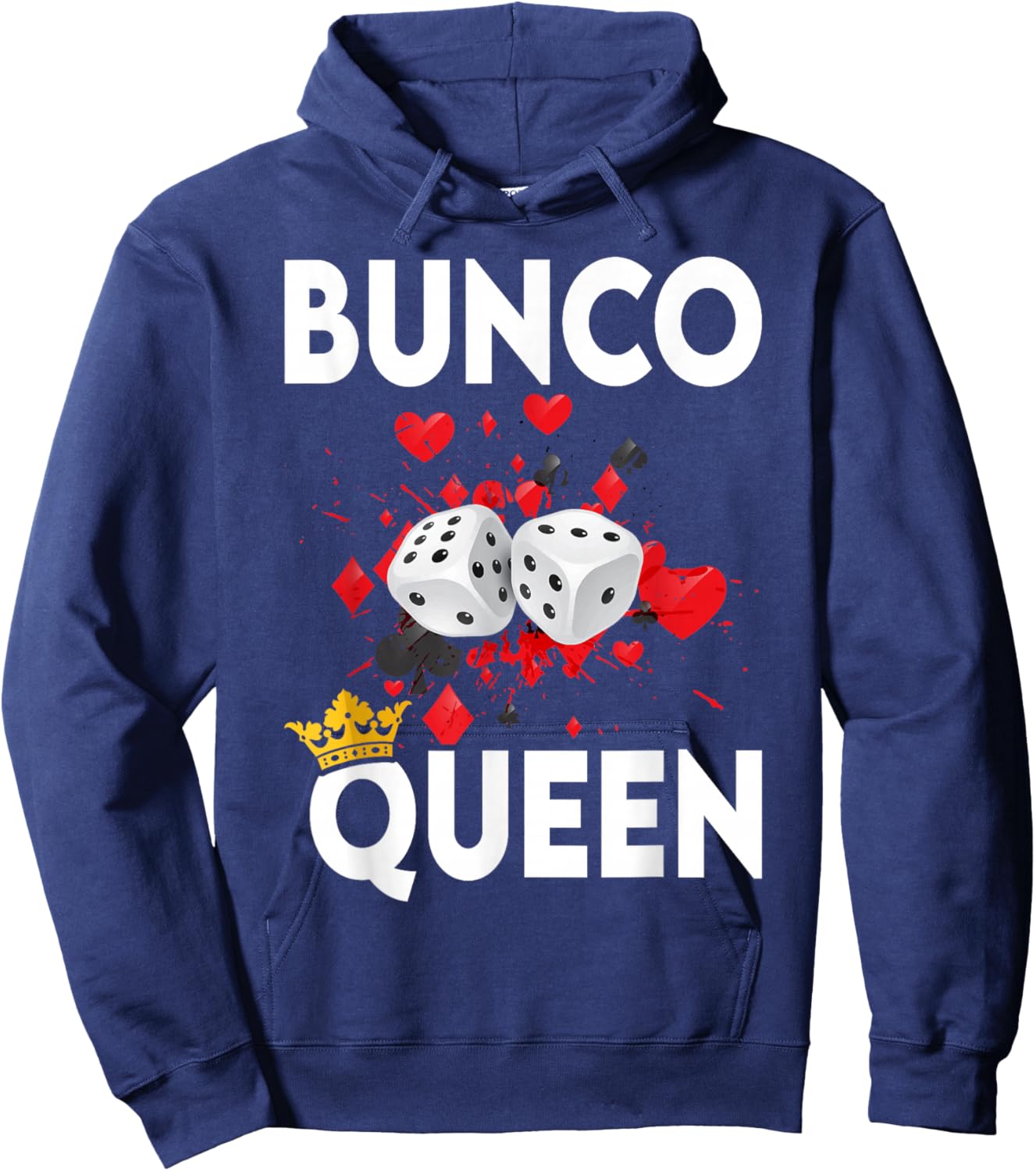 Bunco Queen Funny Player Game Night Party Prize Hoodie - Hoodie | Navy