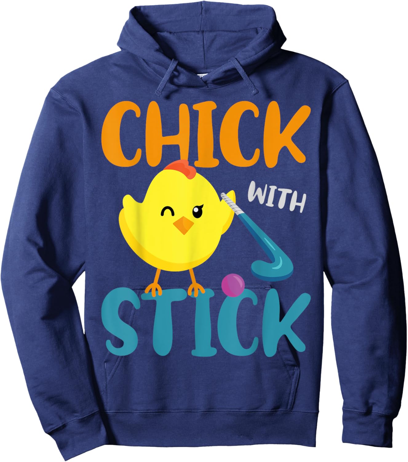 Field Hockey Chicken Chick With Stick Hoodie - Hoodie | Navy