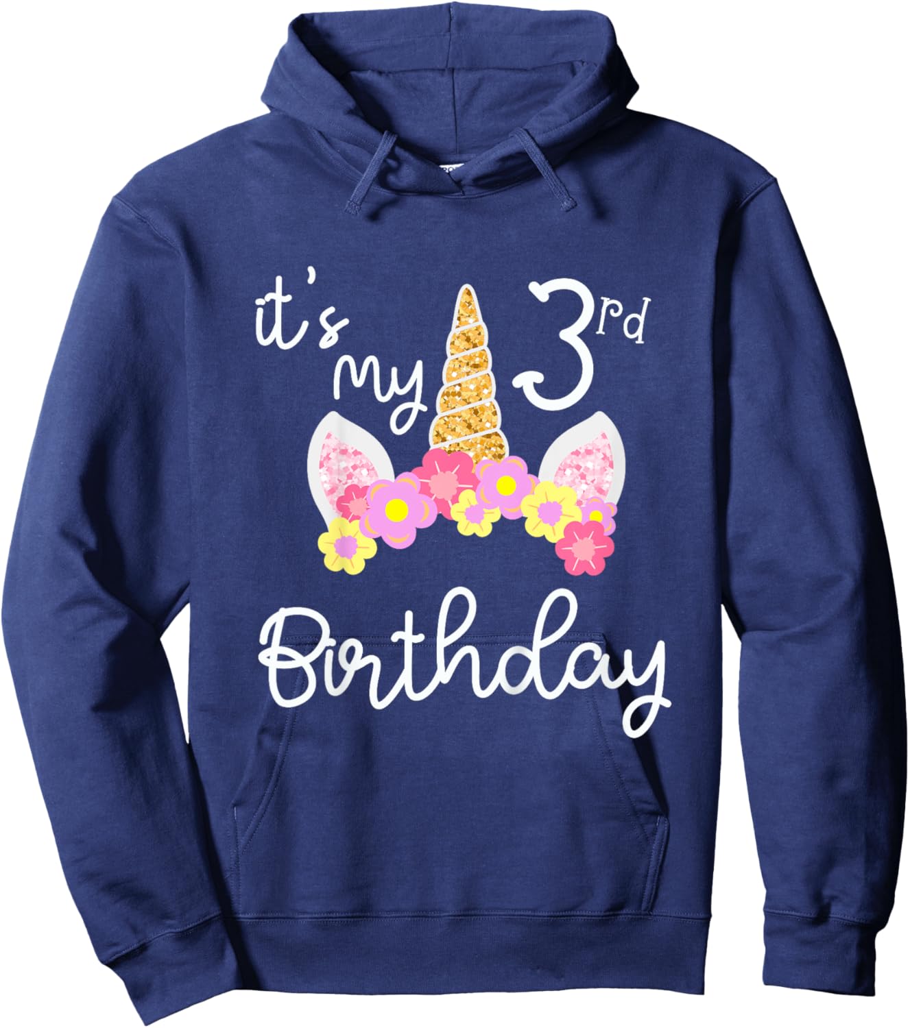 It's My 3 rd Birthday Three Year's Old Unicorn Hoodie - Hoodie | Navy