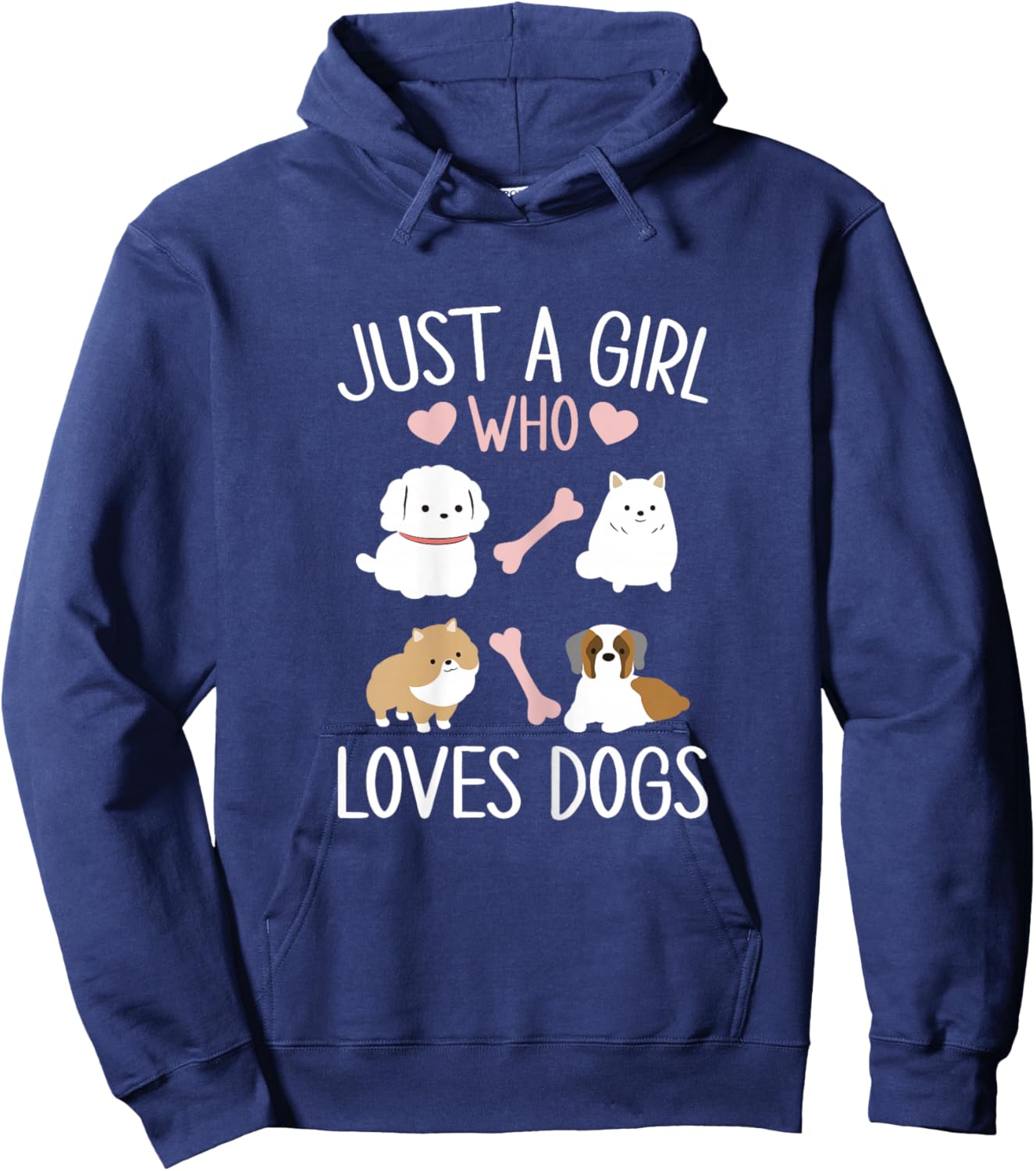Just a Girl Who Loves Dogs - Funny Puppy Hoodie - Hoodie | Navy