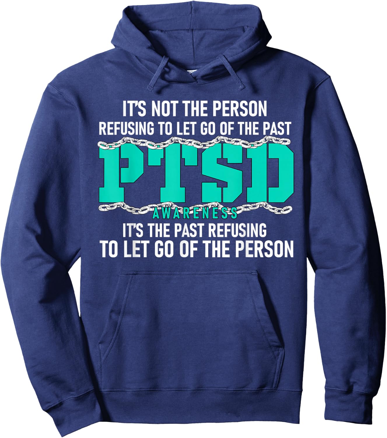PTSD Awareness PTSD Awareness Teal Ribbon Small Hoodie - Hoodie | Navy