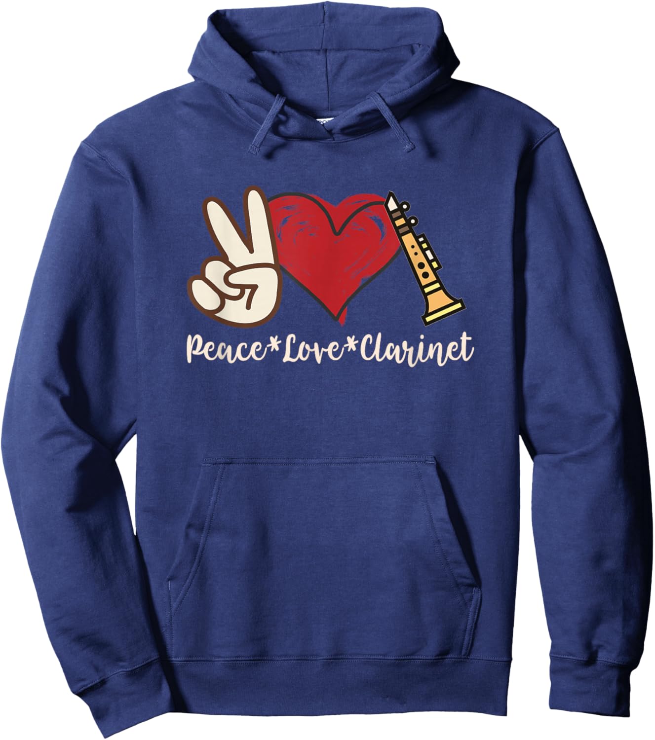Peace Love Clarinet Hoodie - Hoodie | Navy