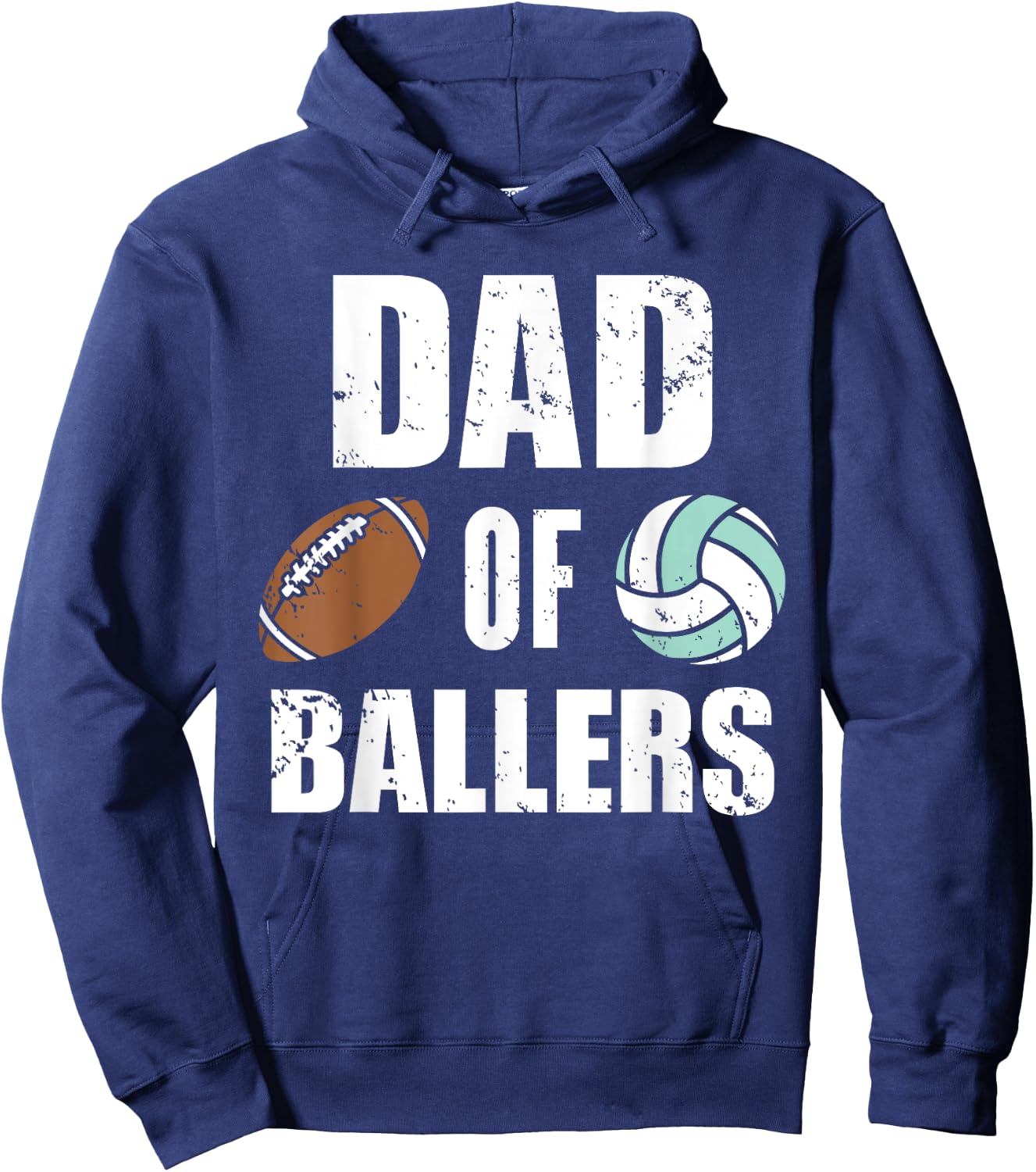 Dad Of Ballers Funny Football Volleyball Dad Hoodie - Hoodie | Navy
