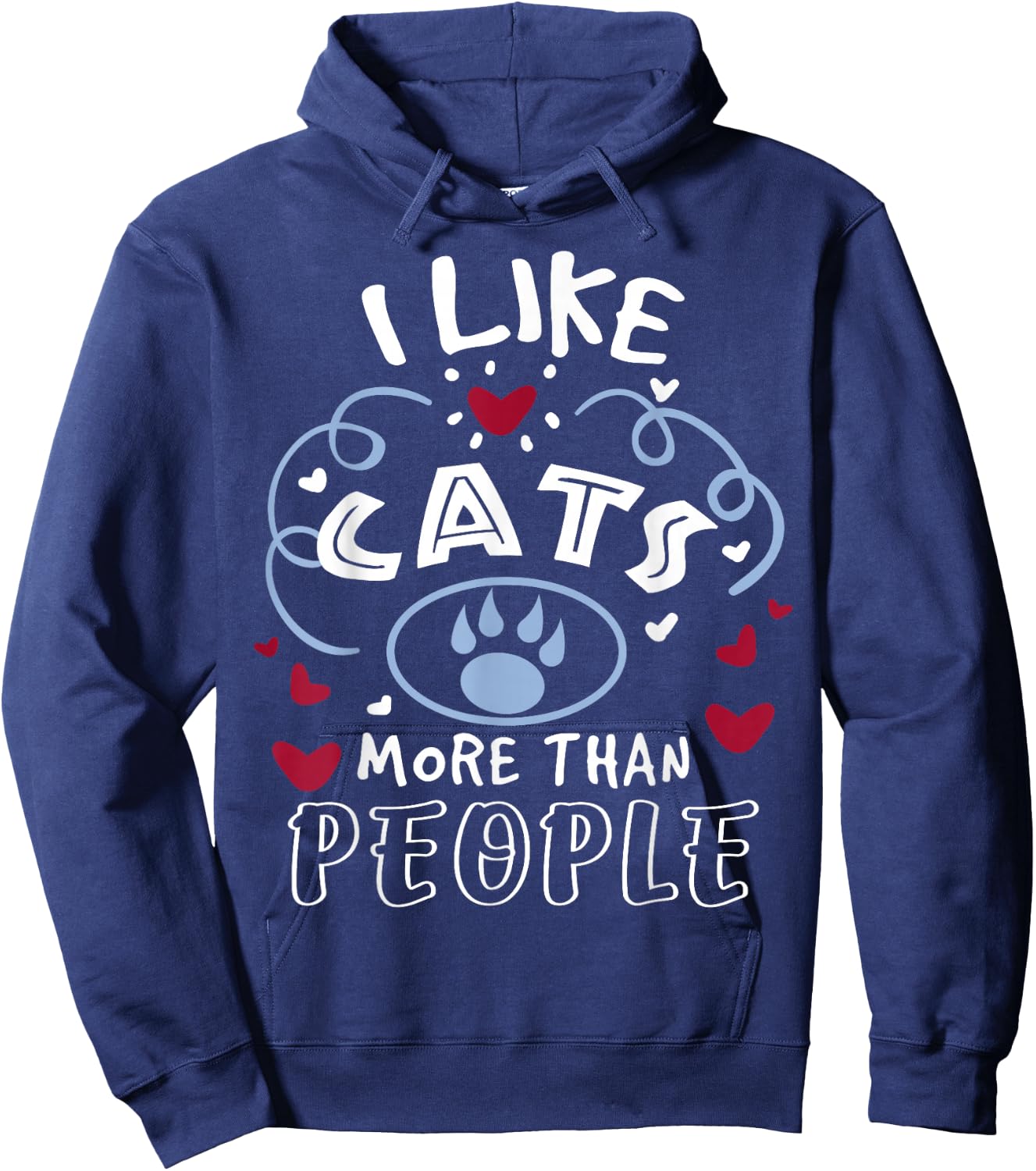 Cat Lover | I Like Cats More Than People Hoodie - Hoodie | Navy