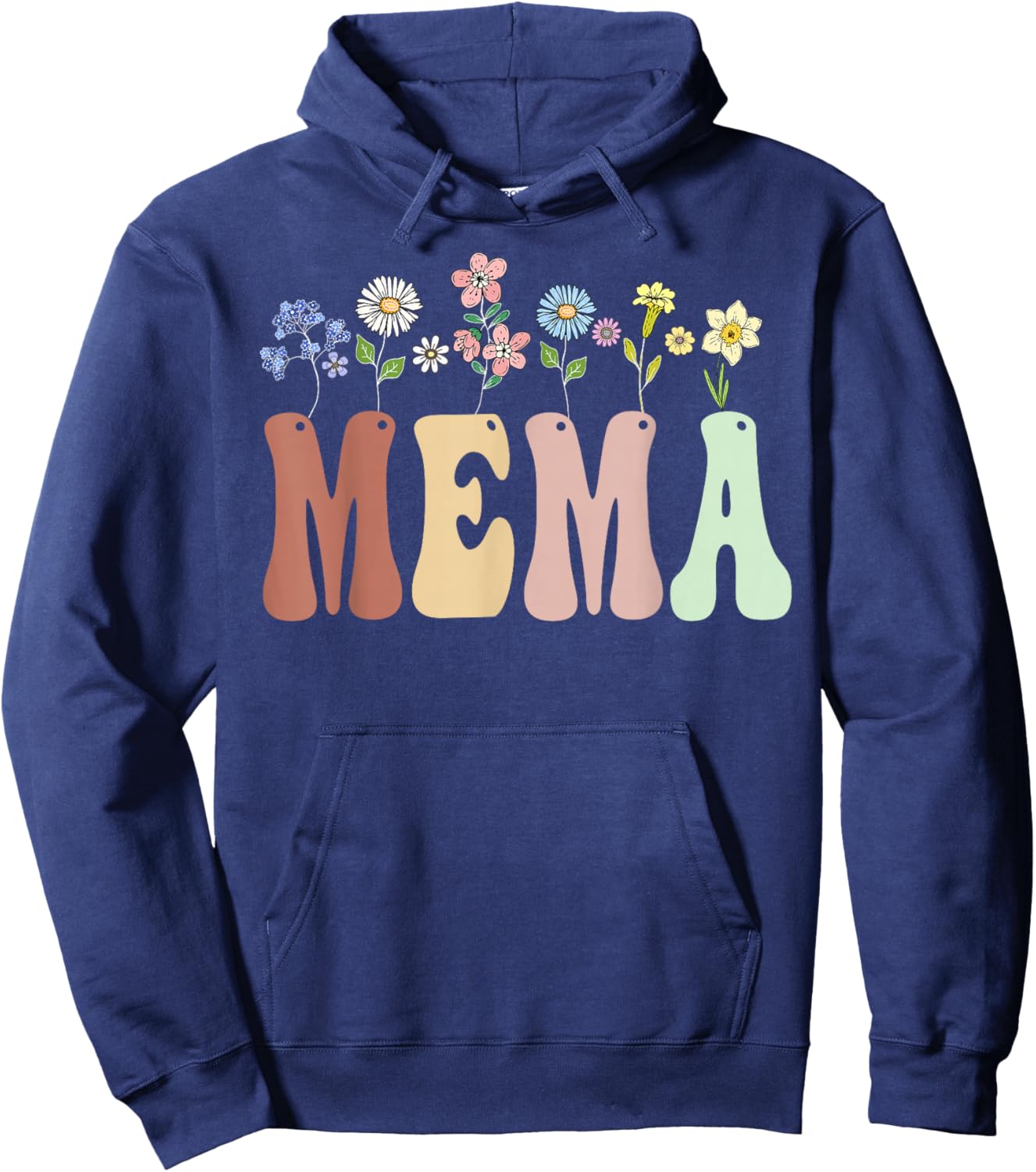 Mema Gifts Women Wildflower Floral Design Mema Hoodie - Hoodie | Navy
