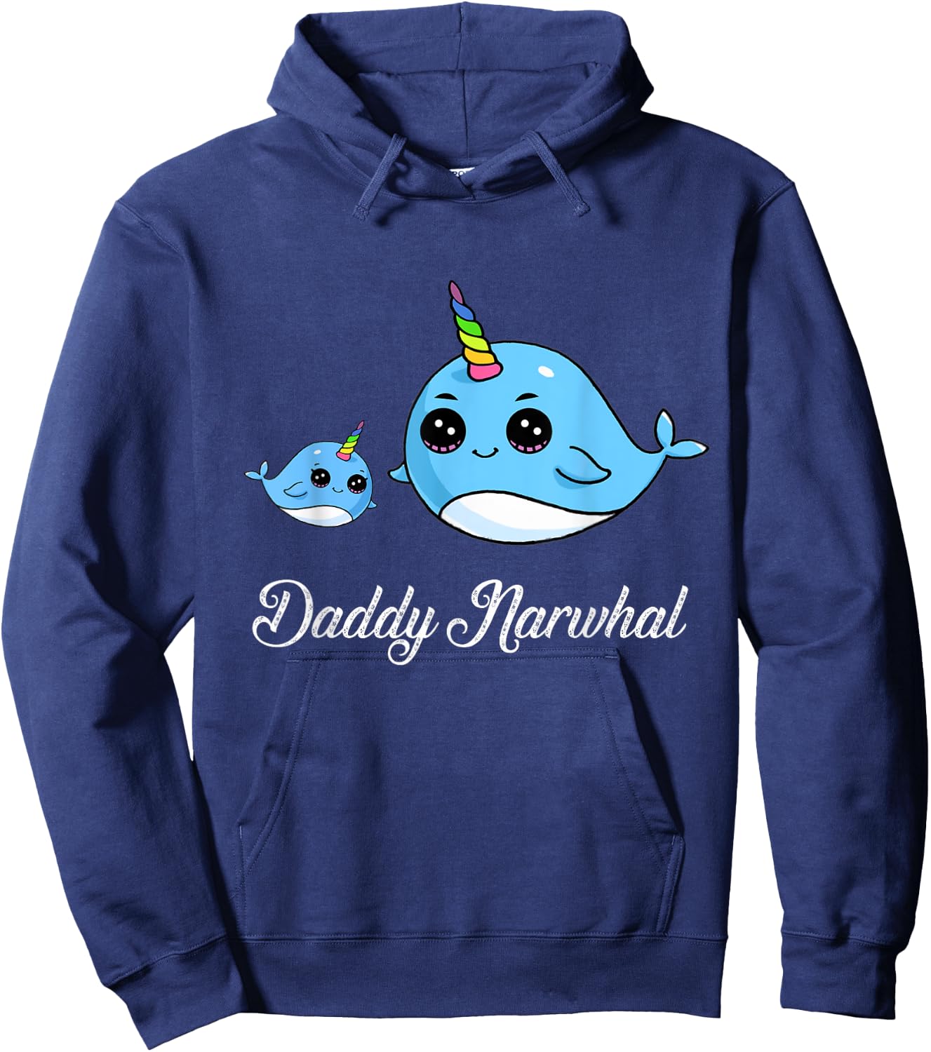 Daddy Narwhal Shirt Cute Narwhal Gift Fathers Hoodie - Hoodie | Navy