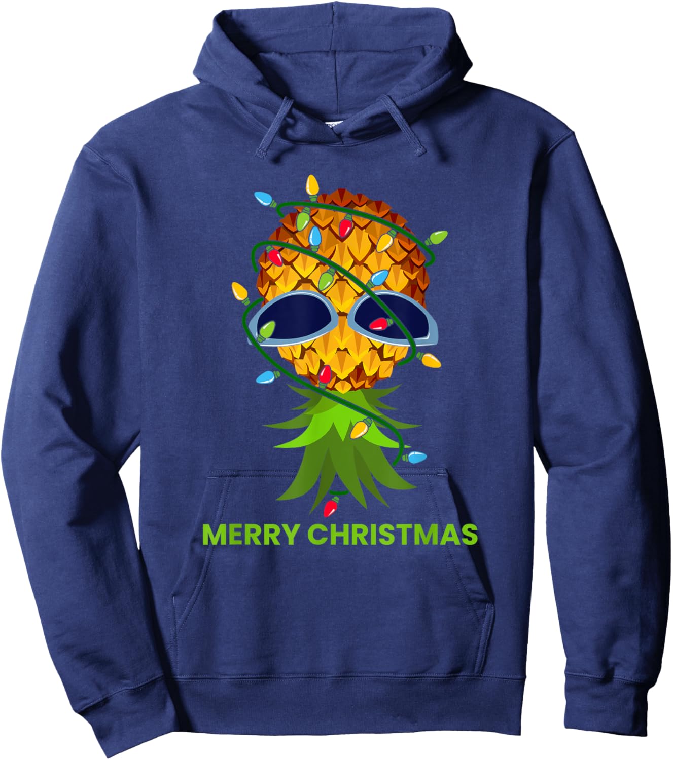Funny Upside Down Pineapple Christmas Tree Hoodie - Hoodie | Navy