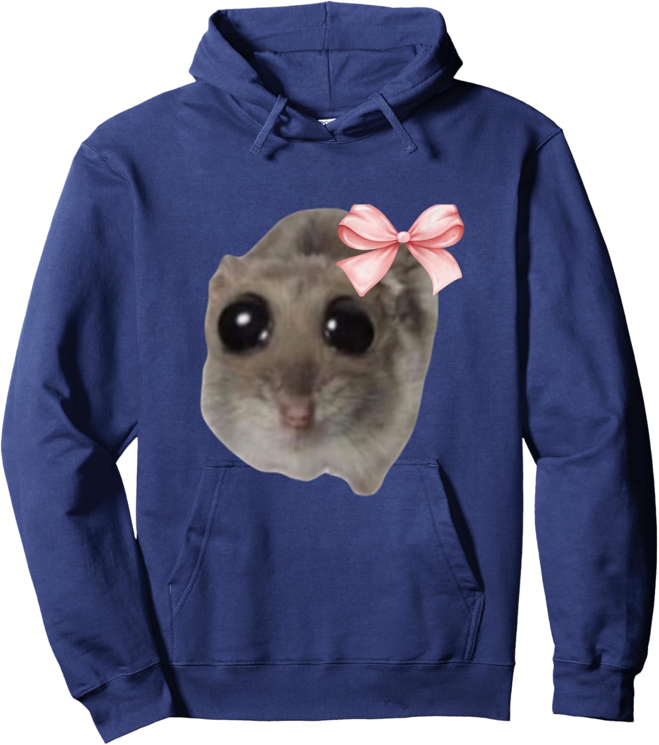 Sad Hamster Meme with Bow Hoodie - Hoodie | Navy
