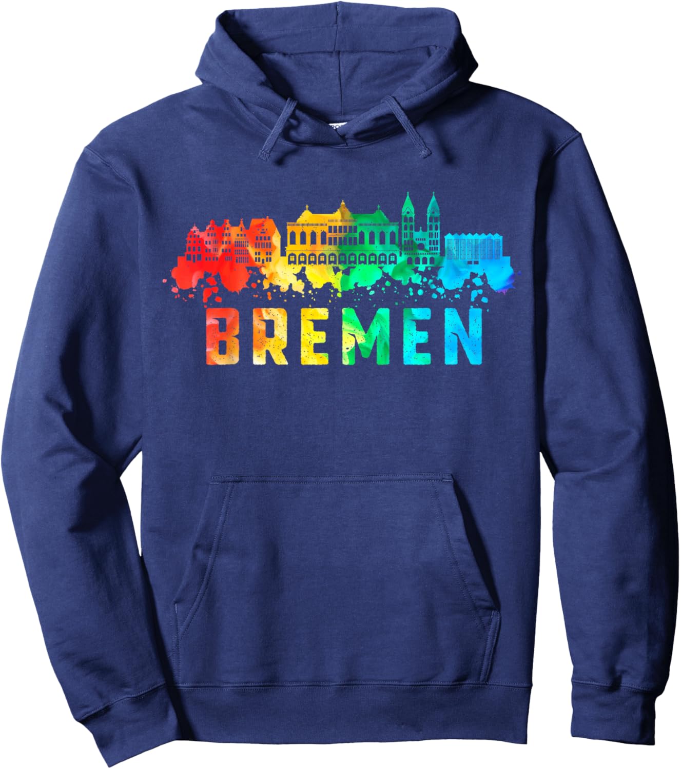 Bremen City Skyline Germany Souvenir Colorful Hoodie - Hoodie | Navy