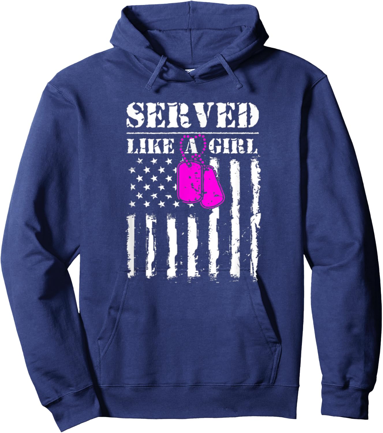 Served Like A Girl Military Flag Soldier Hoodie - Hoodie | Navy