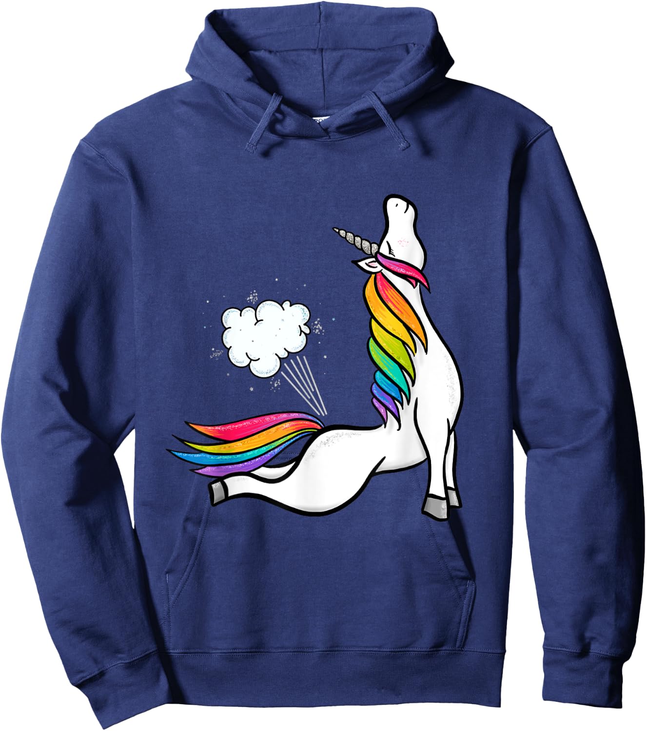 Funny Yoga Unicorn Fart Rainbow Graphic Hoodie - Hoodie | Navy
